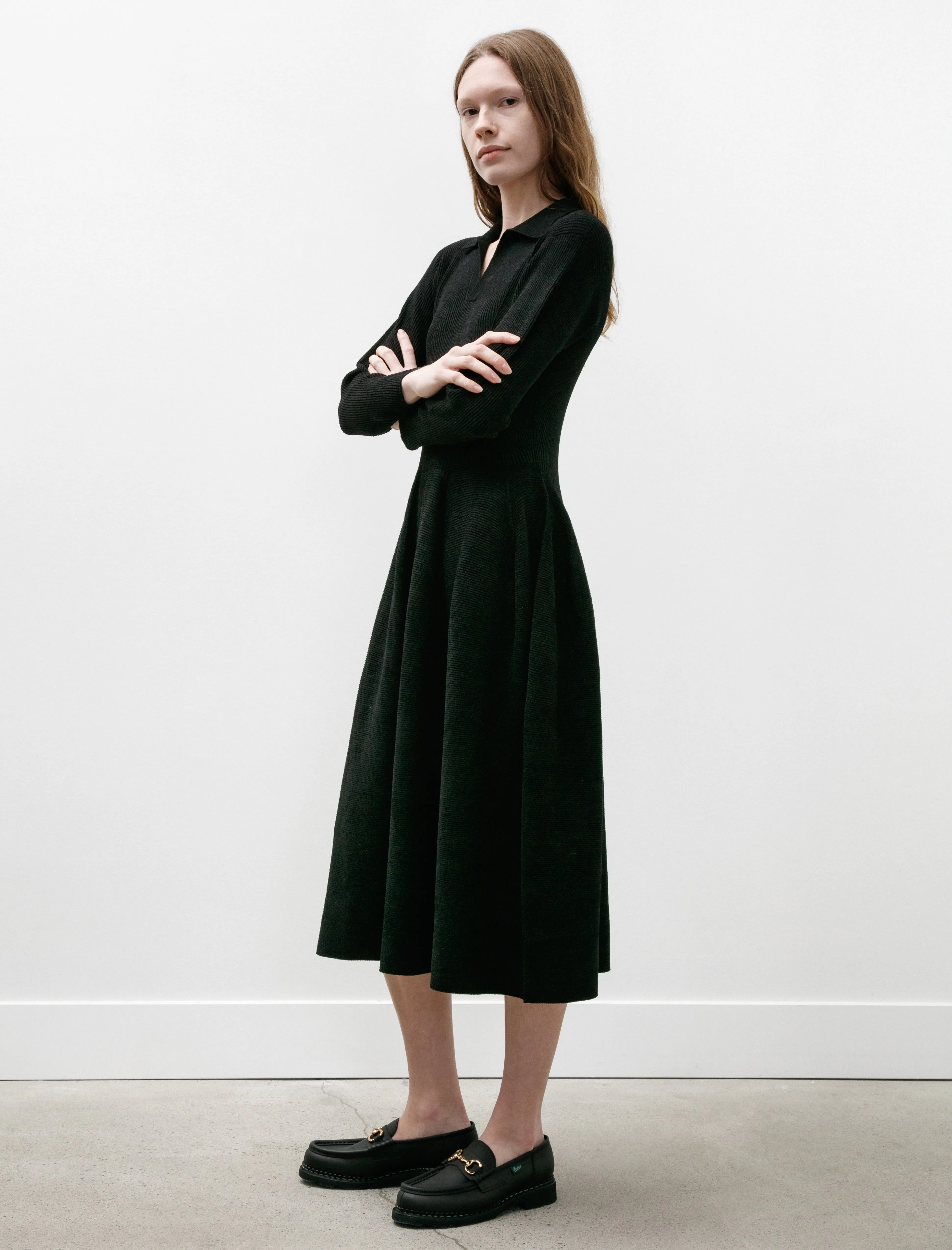 Pottery Velvet Long Sleeve Polo Dress Black sold by SHOP NEIGHBOR