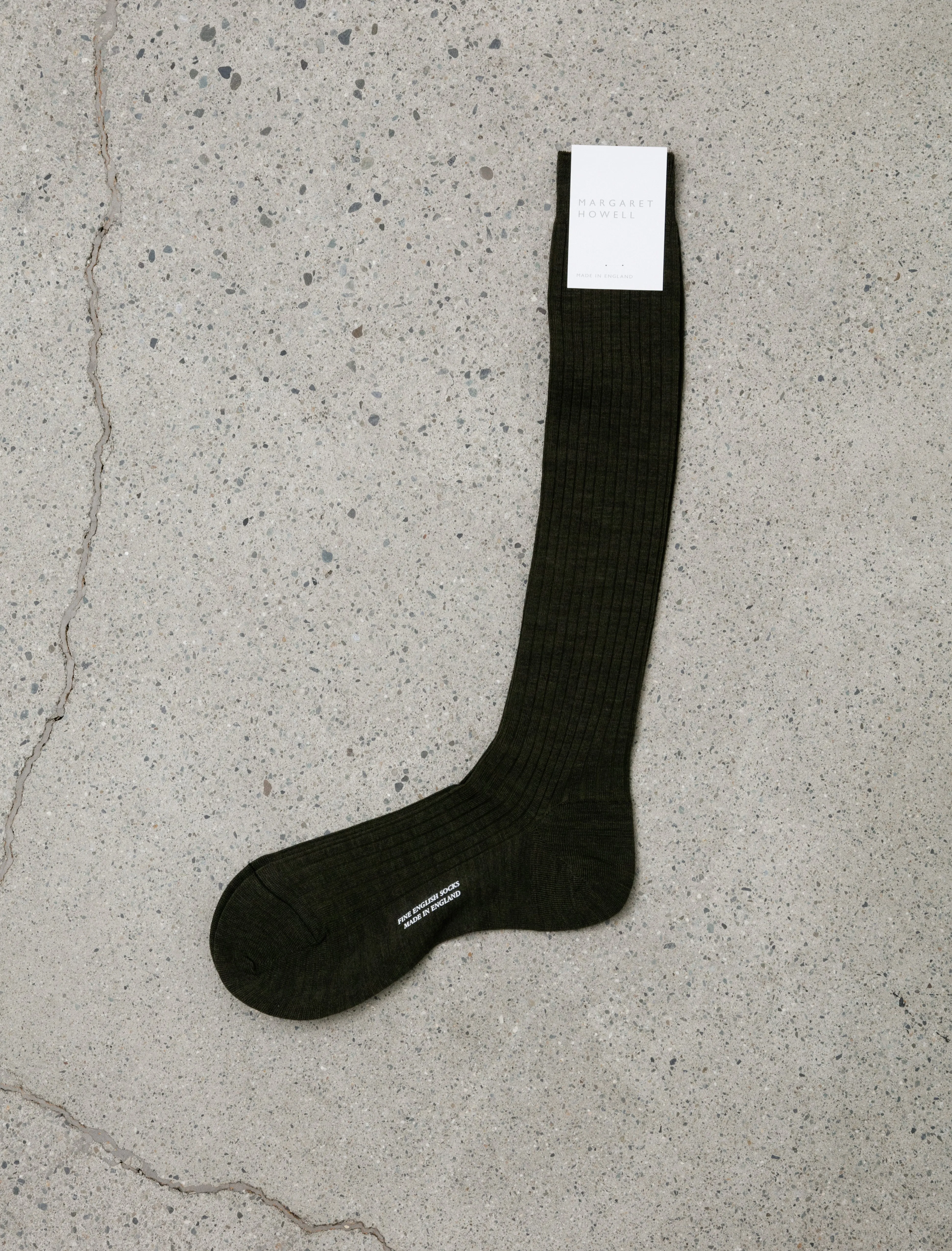 Long Ribbed Sock Fine Merino Dark Olive sold by SHOP NEIGHBOR