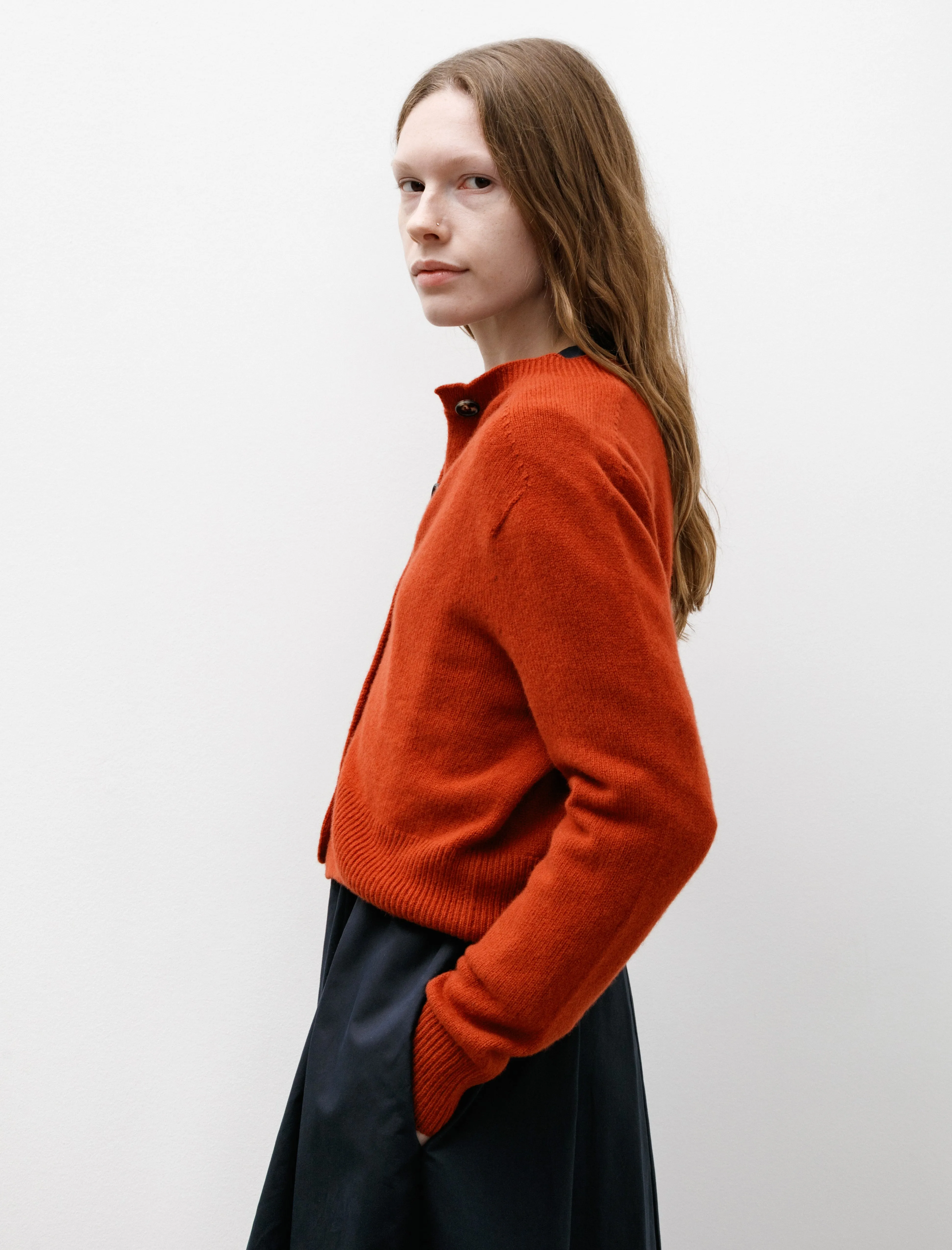 Small Crewneck Cardigan Merino Cashmere Carmine sold by SHOP NEIGHBOR product image thumbnail 4