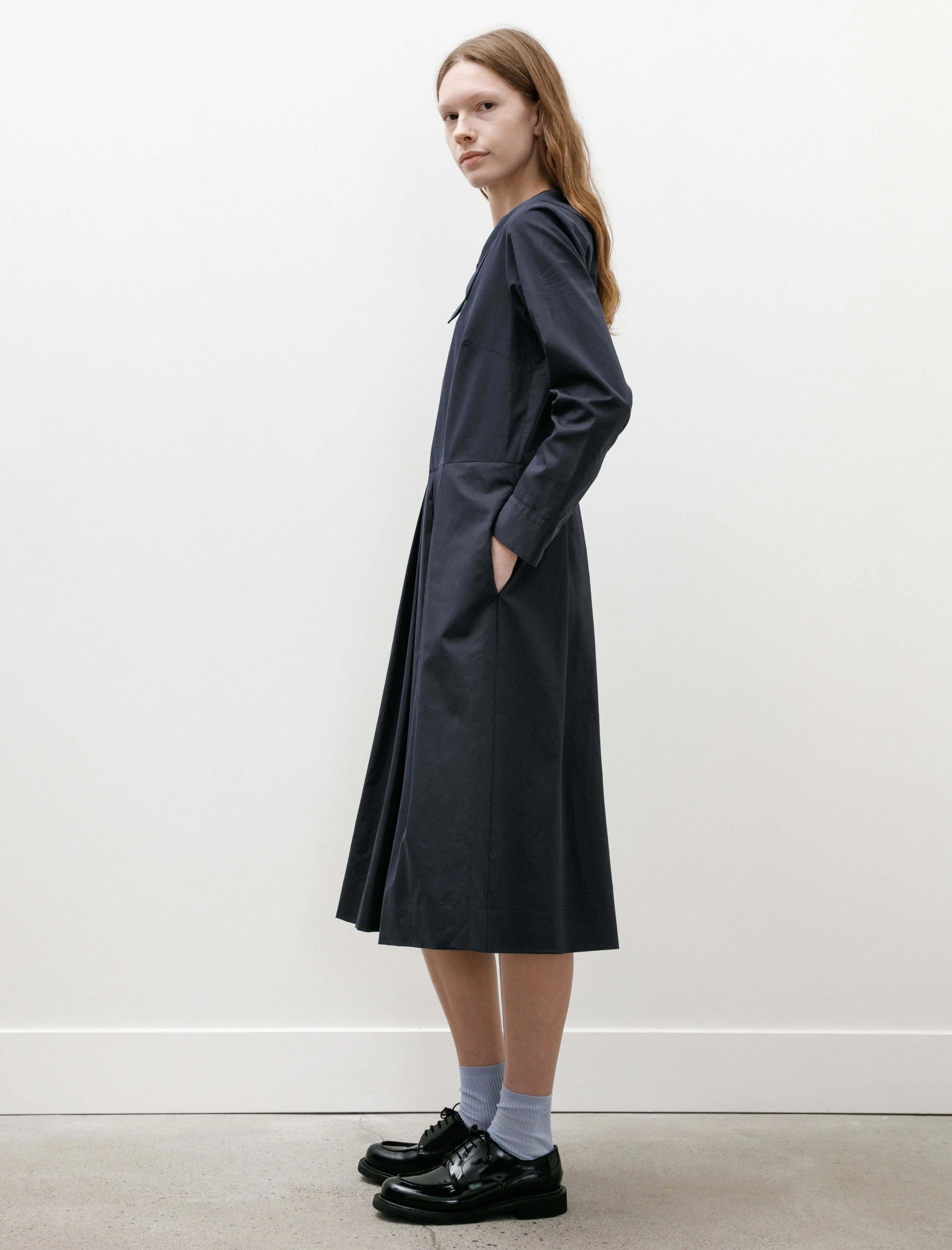 Big Collar Dress Soft Cotton Silk Navy sold by SHOP NEIGHBOR product image thumbnail 2