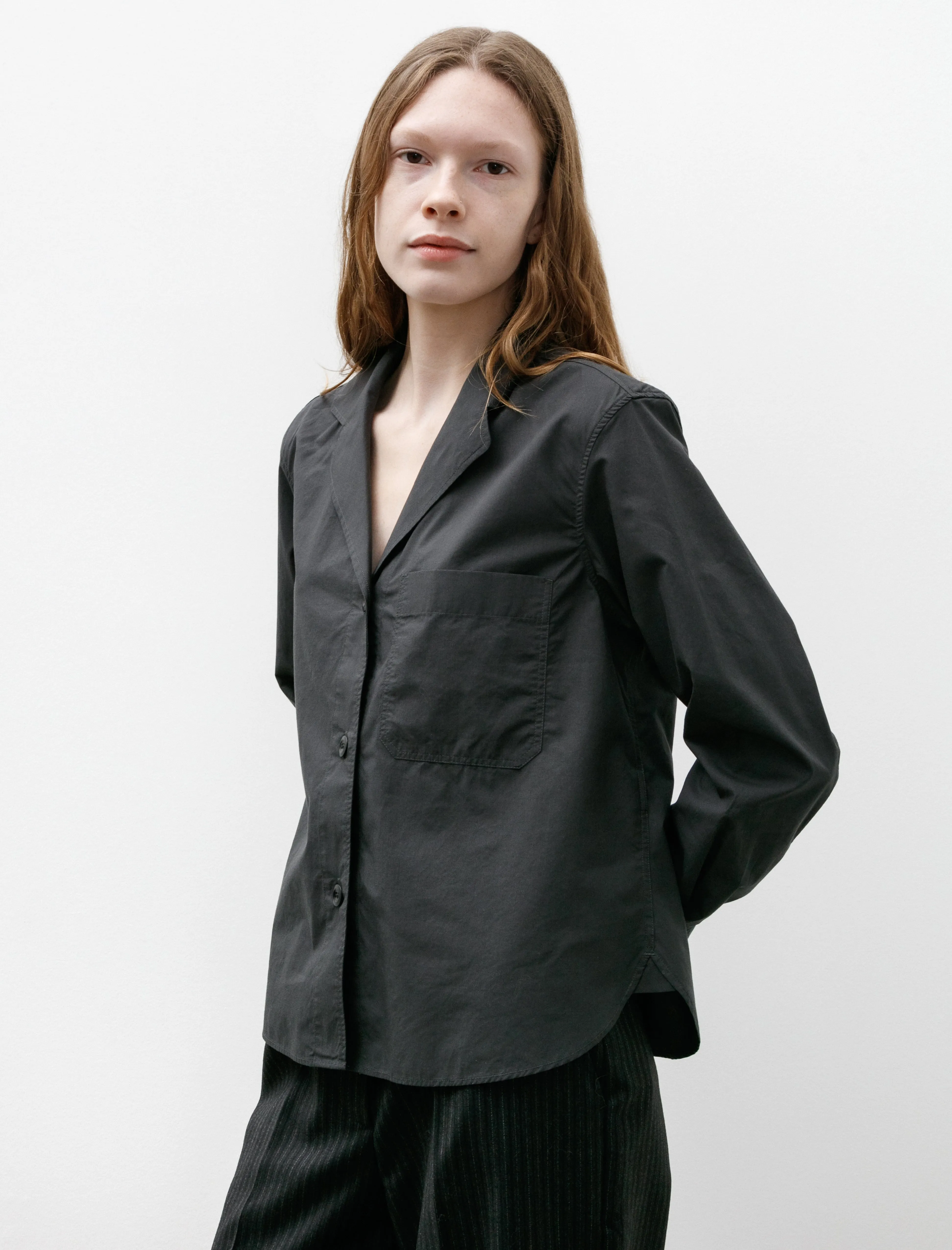 MHL Open Collar Shirt Cotton Lyocell Asphalt sold by SHOP NEIGHBOR product image thumbnail 2
