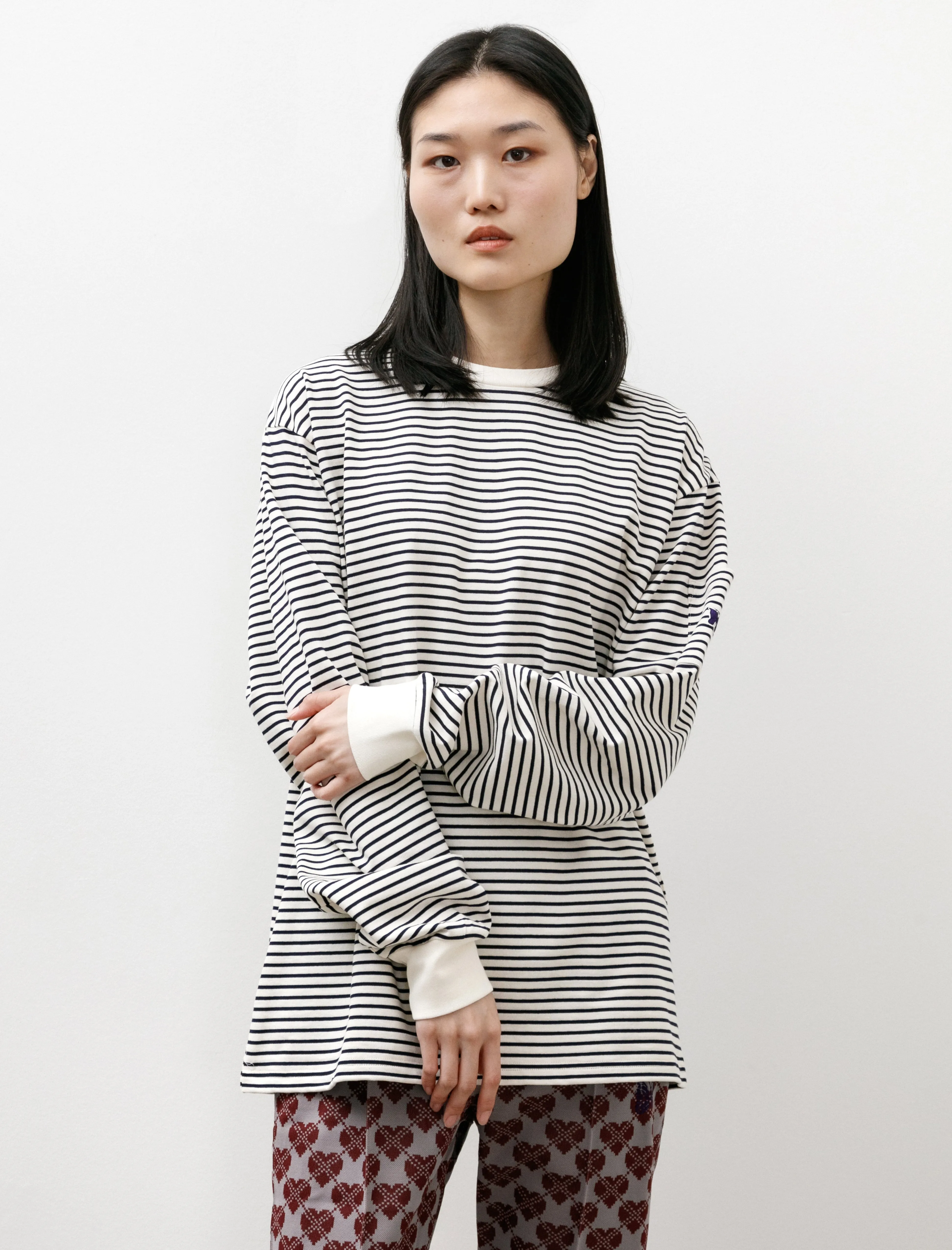 LS Crewneck Tee Cotton Stripe Jersey White/Navy sold by SHOP NEIGHBOR