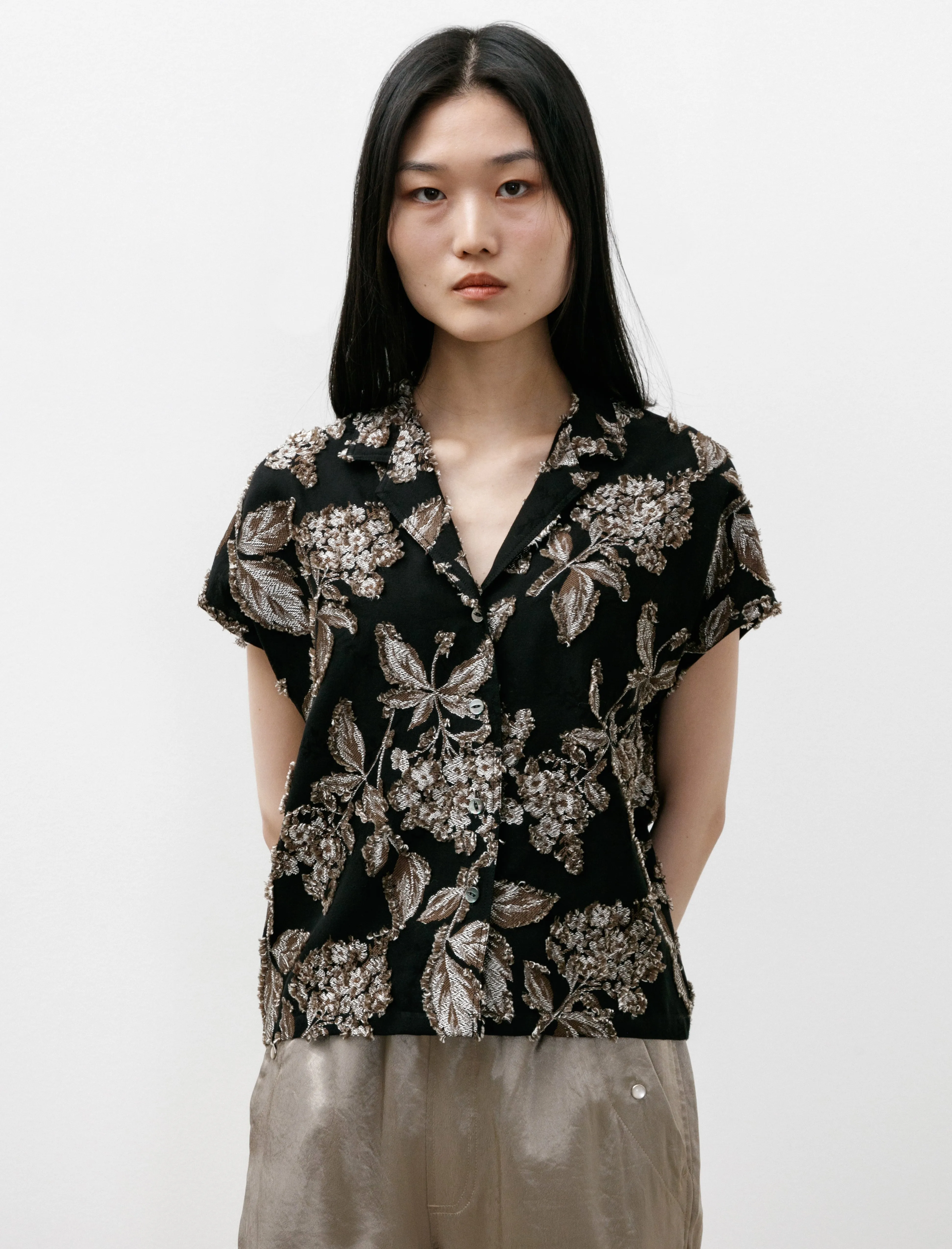 French Sleeve Blouse Fil Coupé Black/Silver sold by SHOP NEIGHBOR