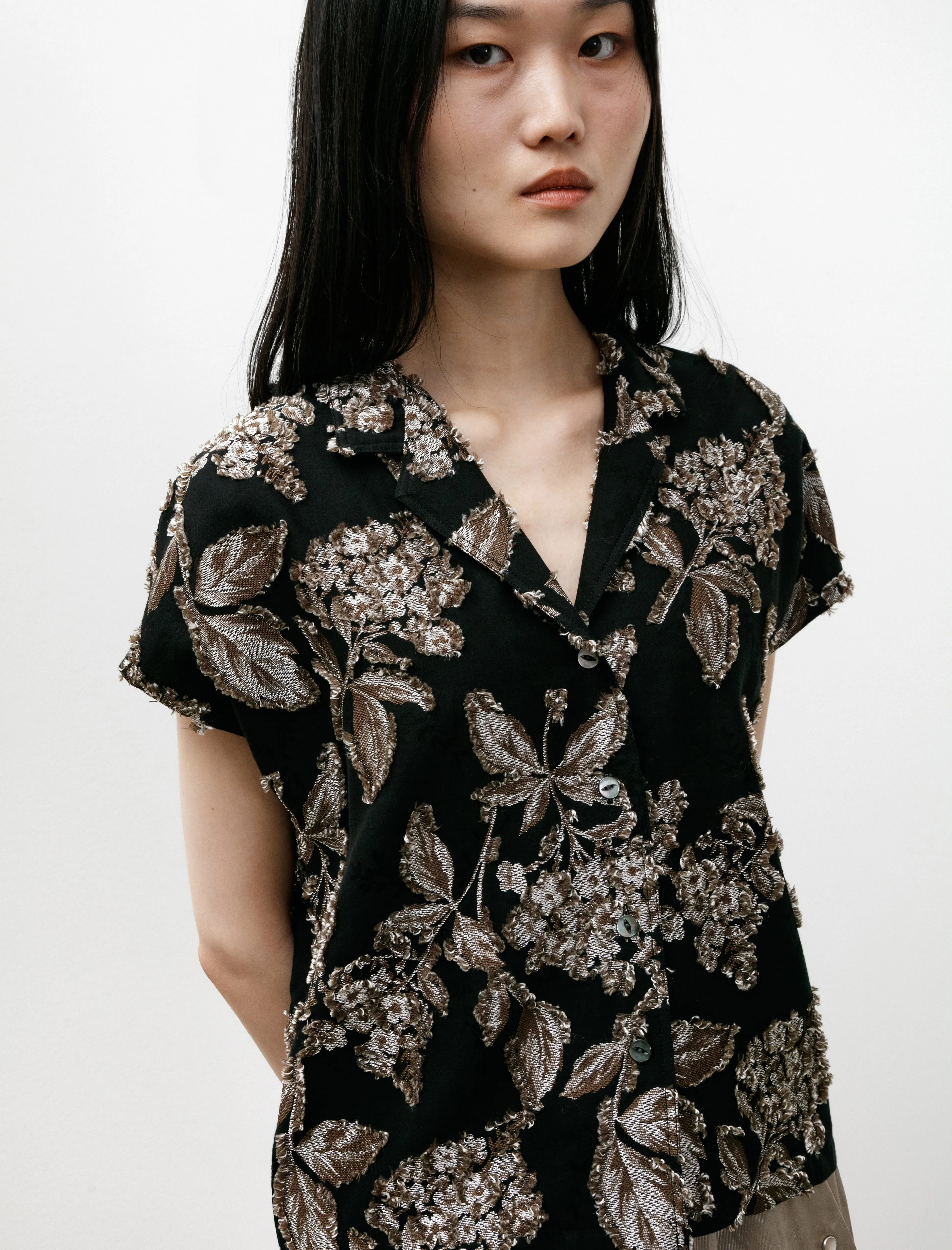 French Sleeve Blouse Fil Coupé Black/Silver sold by SHOP NEIGHBOR product image thumbnail 2