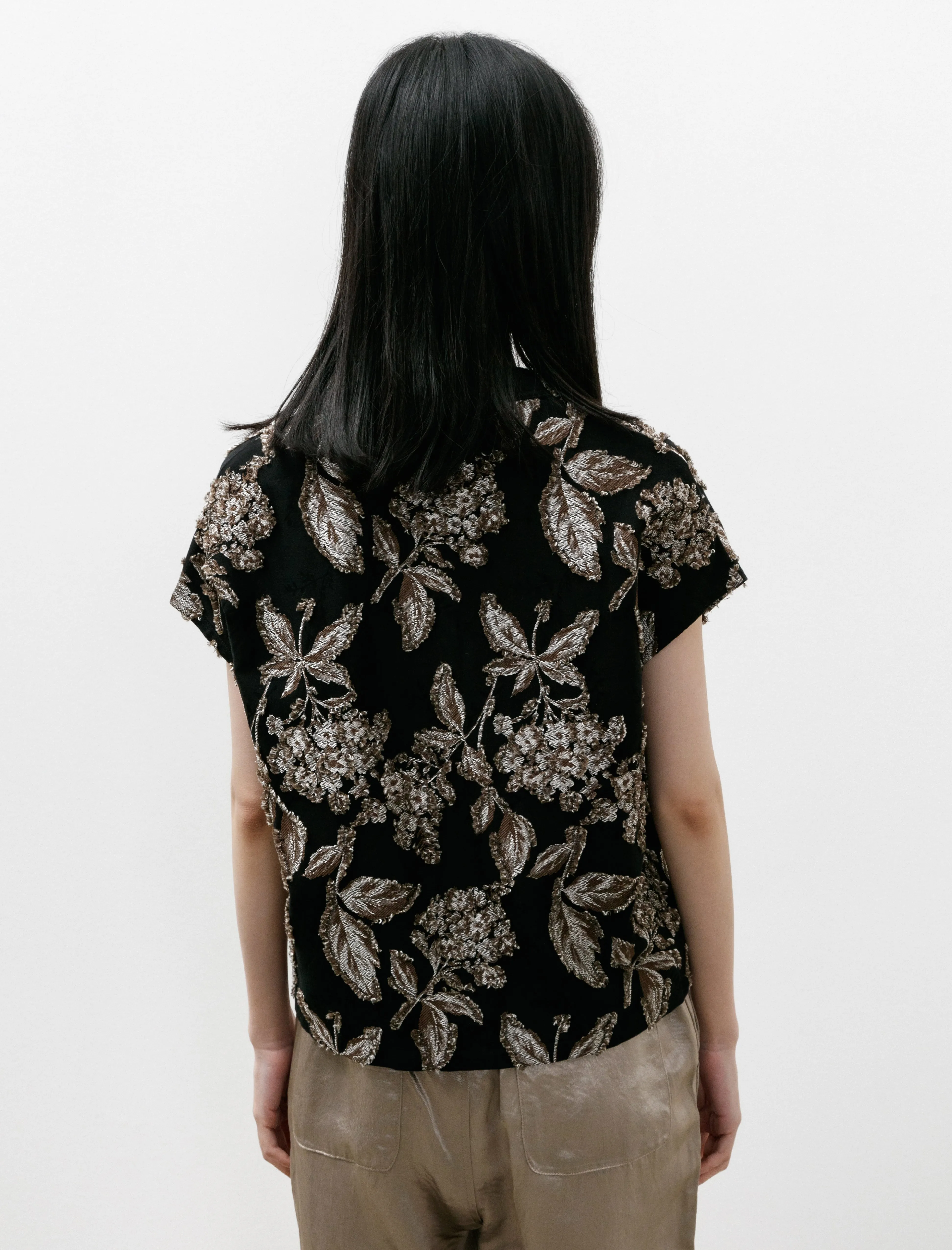 French Sleeve Blouse Fil Coupé Black/Silver sold by SHOP NEIGHBOR product image thumbnail 4