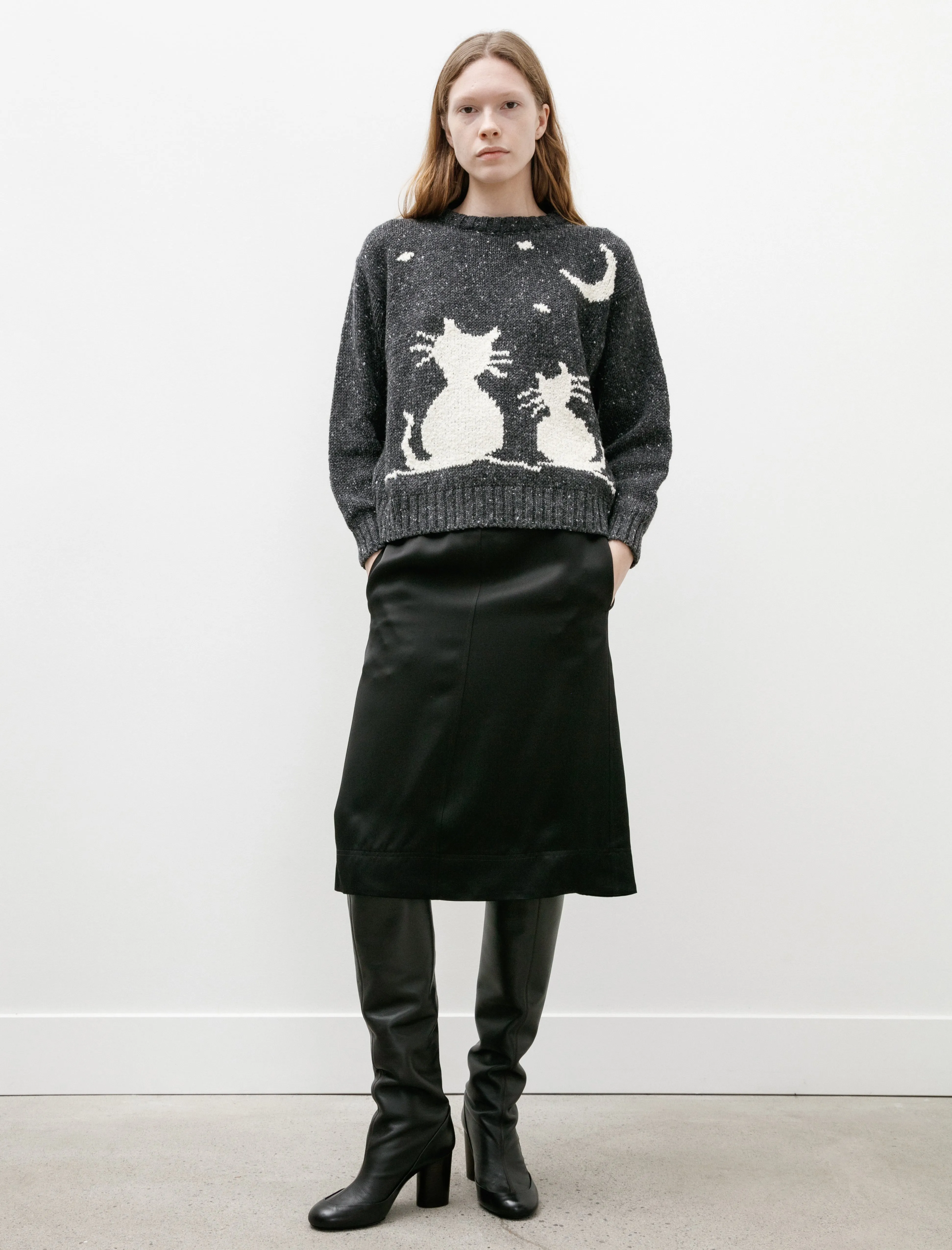 Paneled Satin Skirt Black sold by SHOP NEIGHBOR