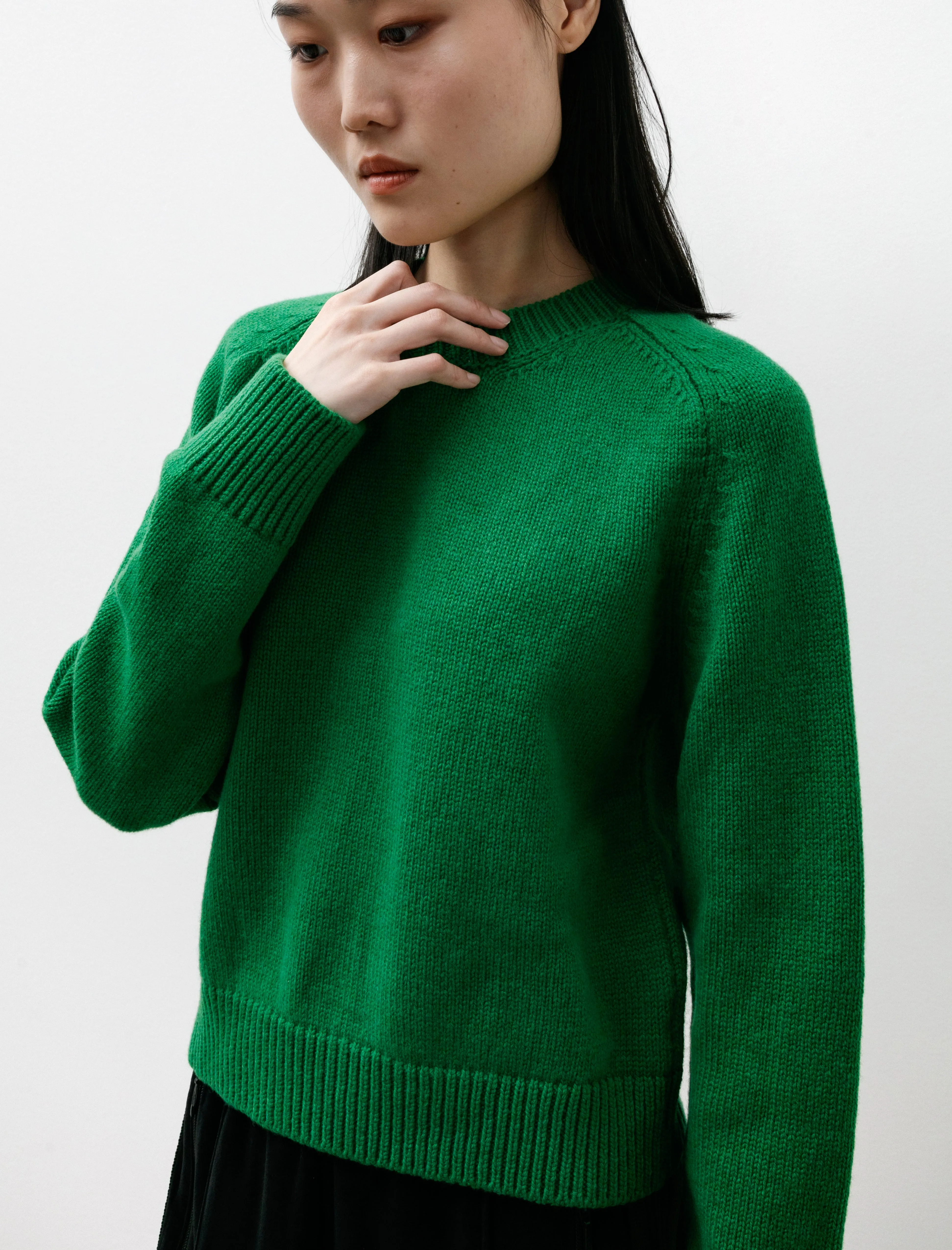 Plain Saddle Shoulder Crewneck Pagoda Green sold by SHOP NEIGHBOR product image thumbnail 2