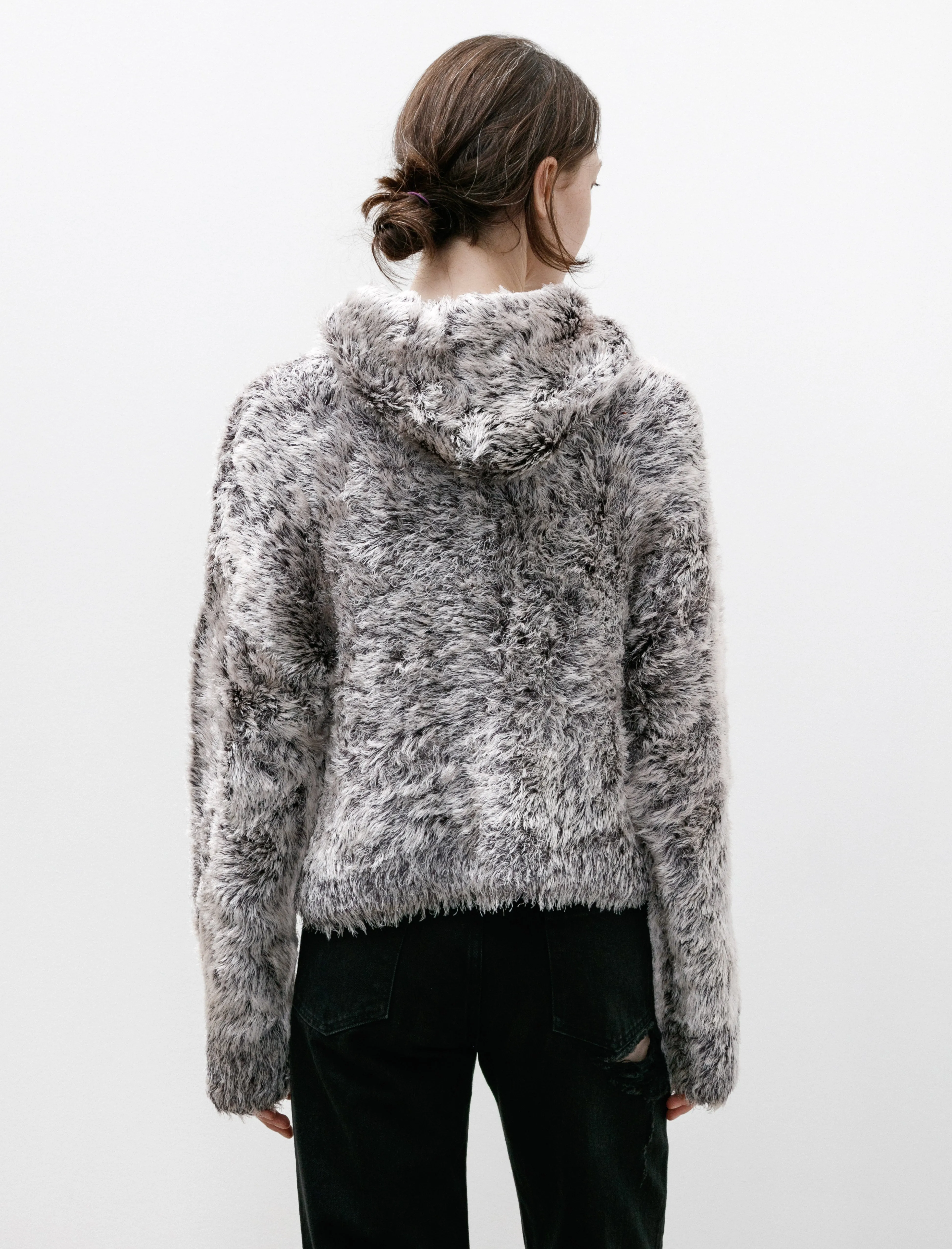 Silk Fur Hoodie White/Black sold by SHOP NEIGHBOR product image thumbnail 3