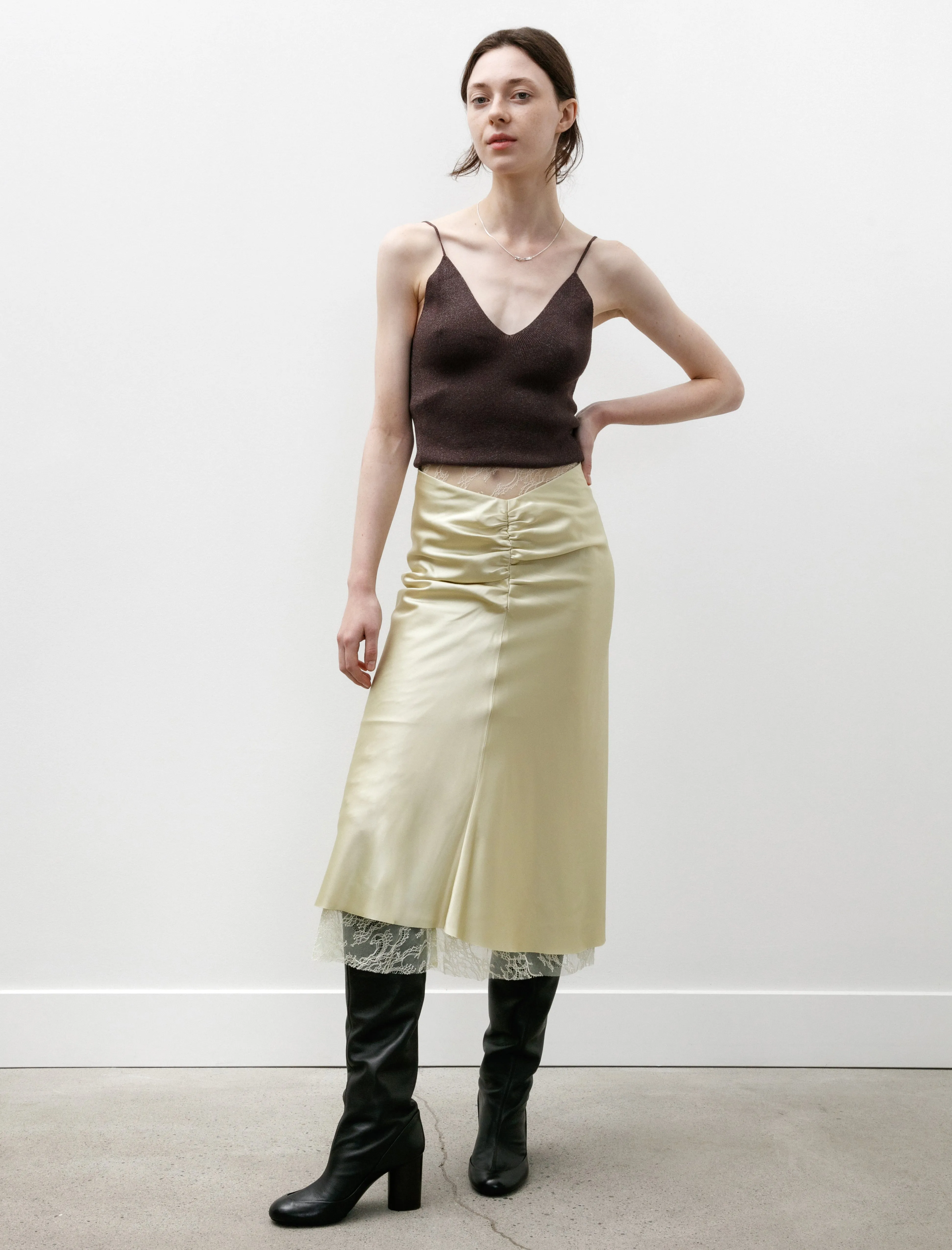 Satin Midi Skirt Vanilla Yellow sold by SHOP NEIGHBOR