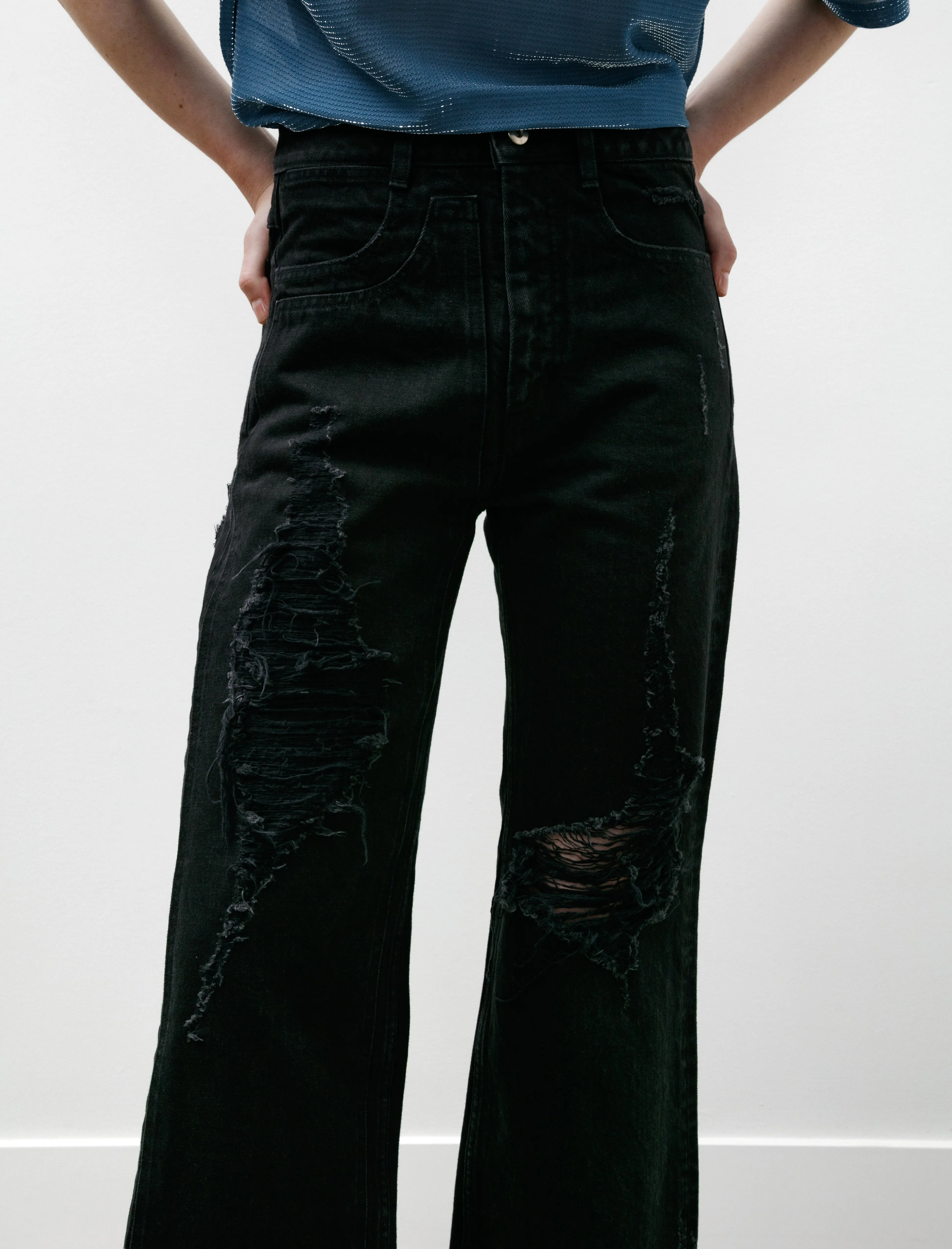 Ripped Jeans Black sold by SHOP NEIGHBOR product image thumbnail 2