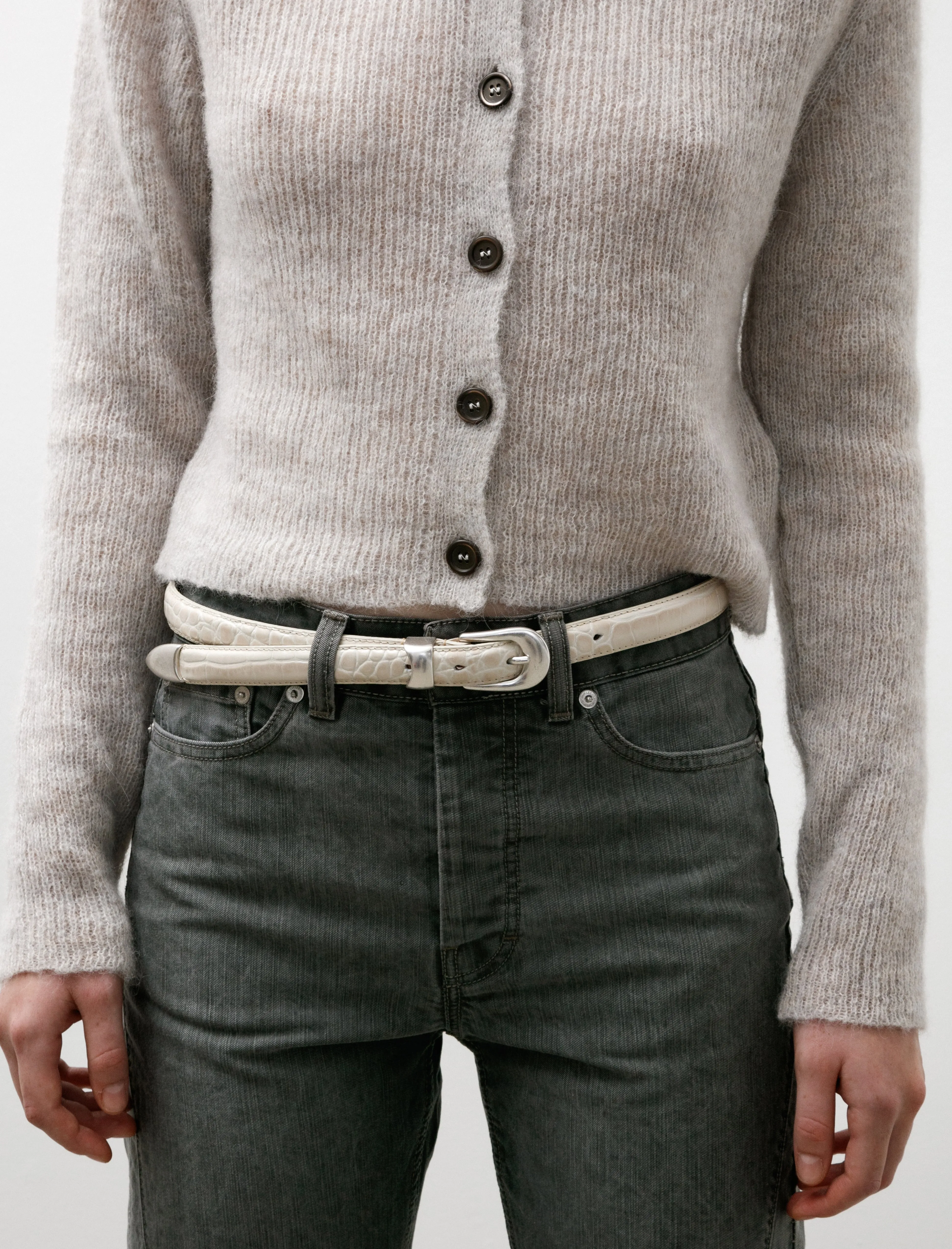 2cm Belt Vanilla Croc Bull Hide sold by SHOP NEIGHBOR product image thumbnail 3