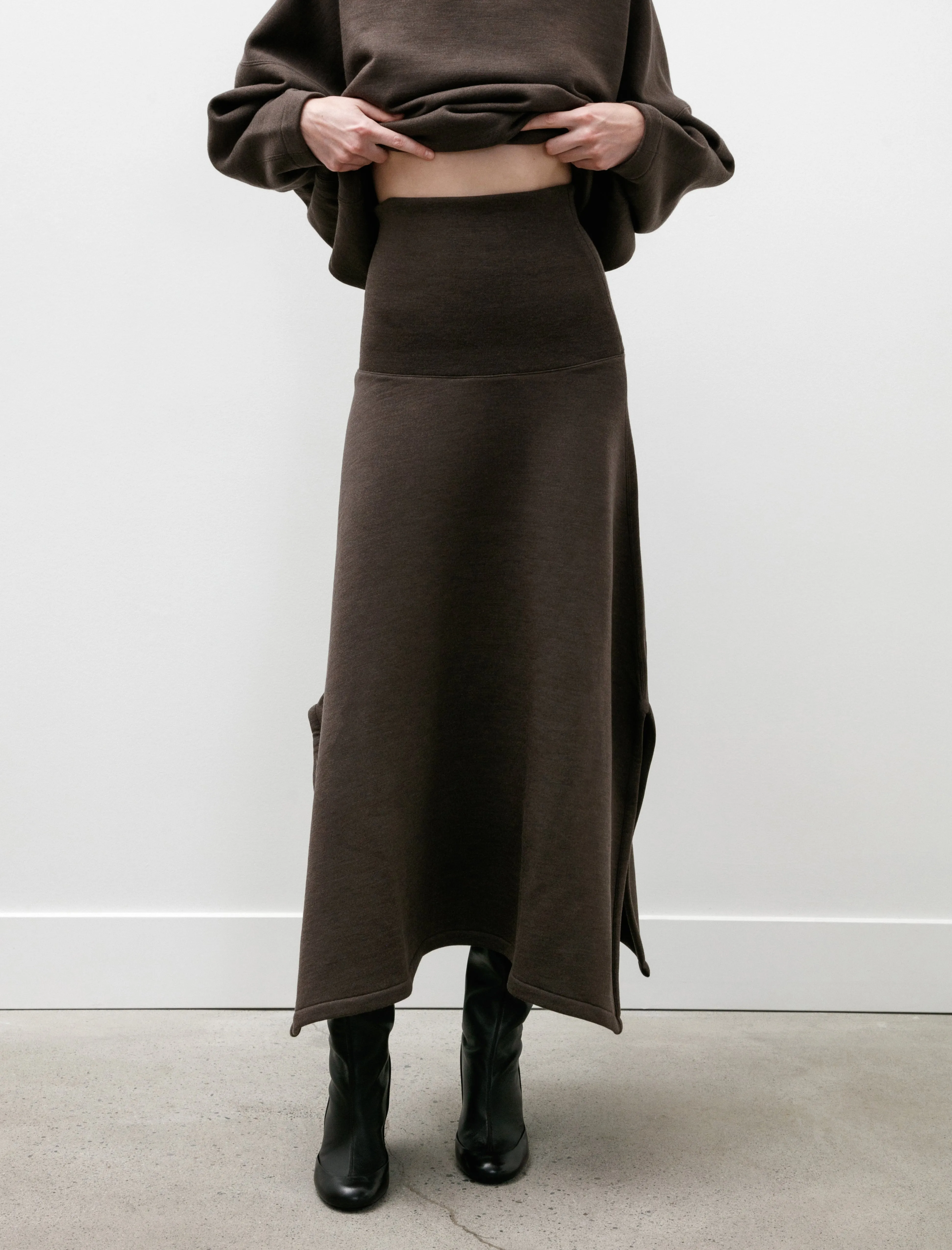 Mid Length Skirt Dark Brown Mélange sold by SHOP NEIGHBOR product image thumbnail 4