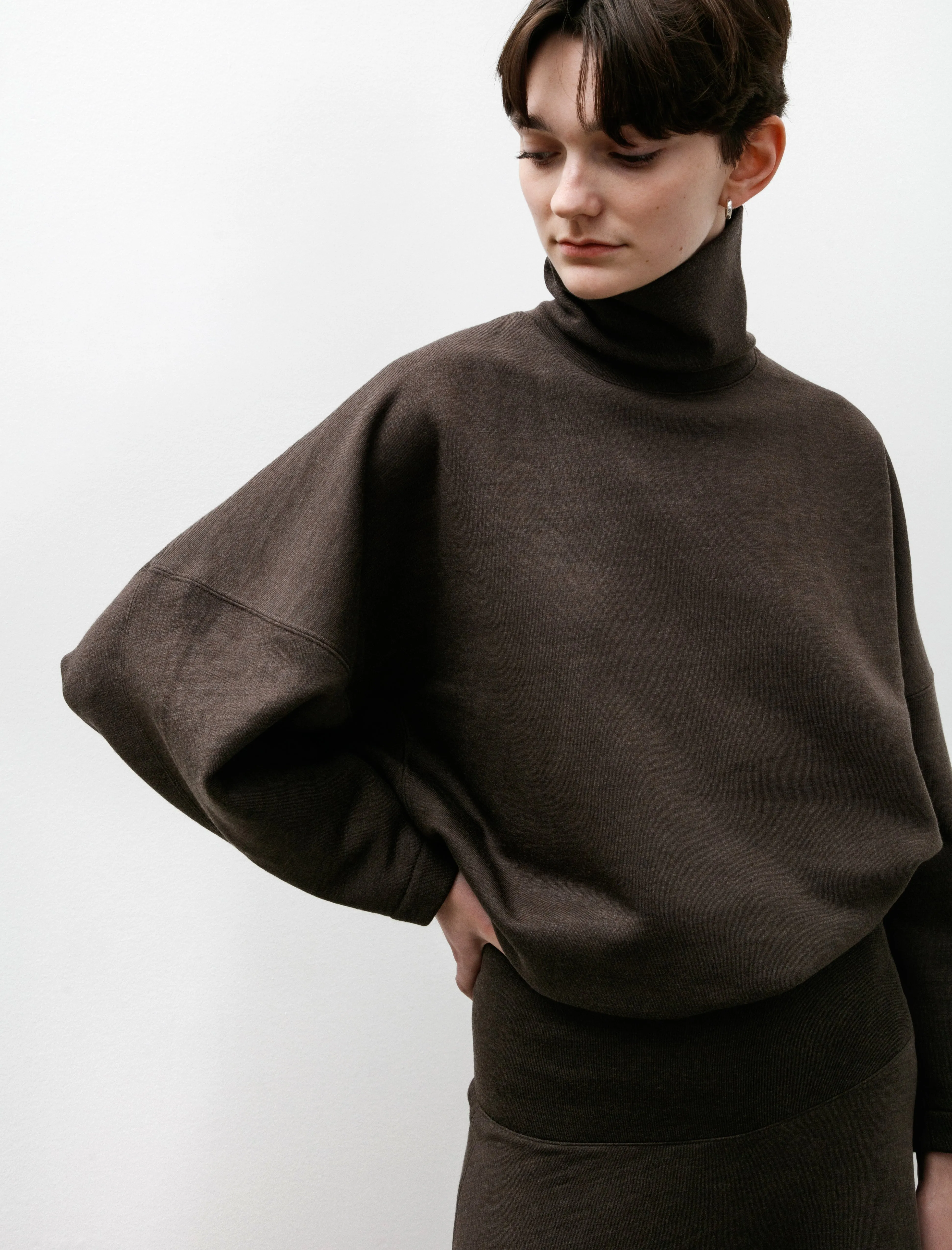 High Neck Sweatshirt Dark Brown Mélange sold by SHOP NEIGHBOR product image thumbnail 2