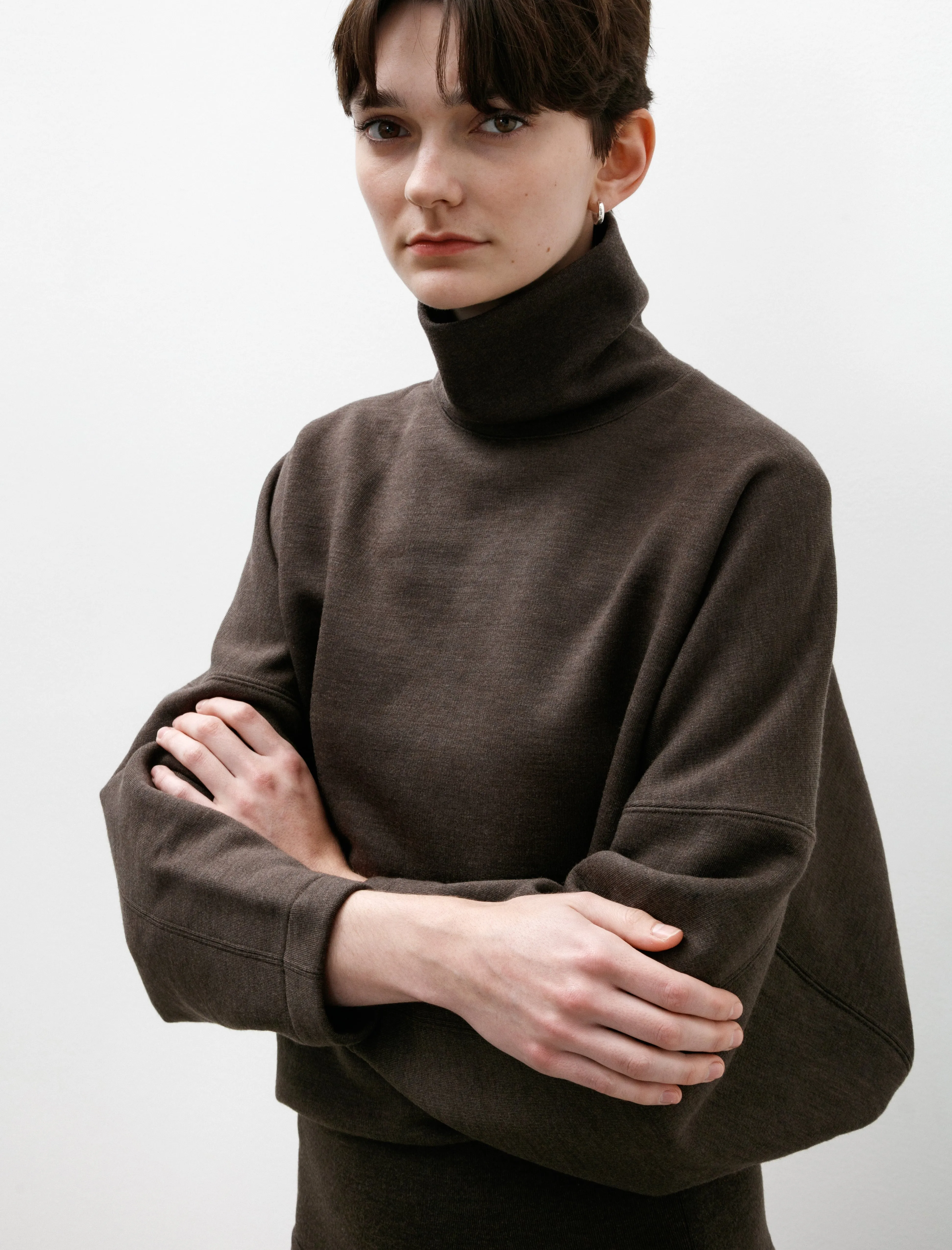 High Neck Sweatshirt Dark Brown Mélange sold by SHOP NEIGHBOR product image thumbnail 3