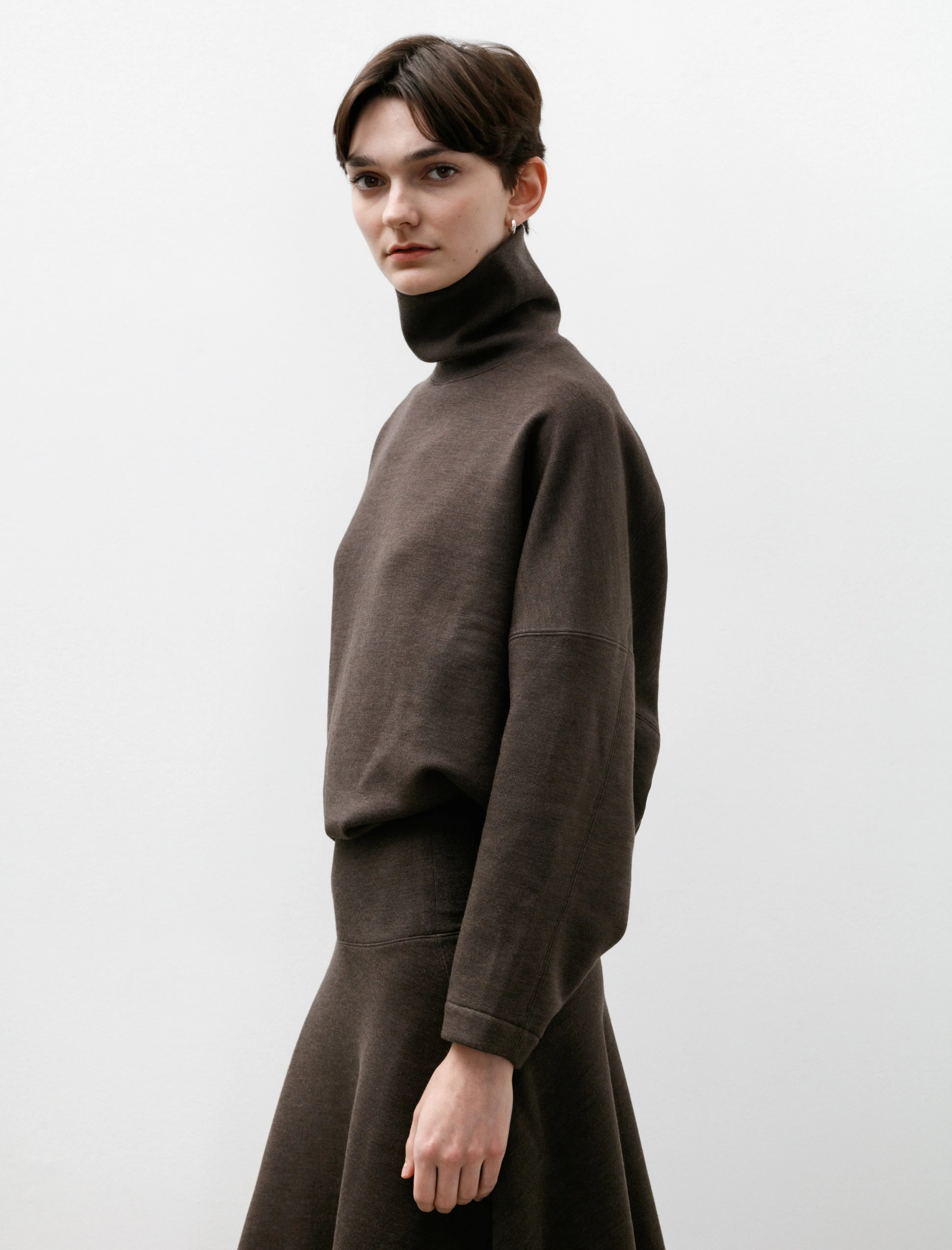 High Neck Sweatshirt Dark Brown Mélange sold by SHOP NEIGHBOR product image thumbnail 4