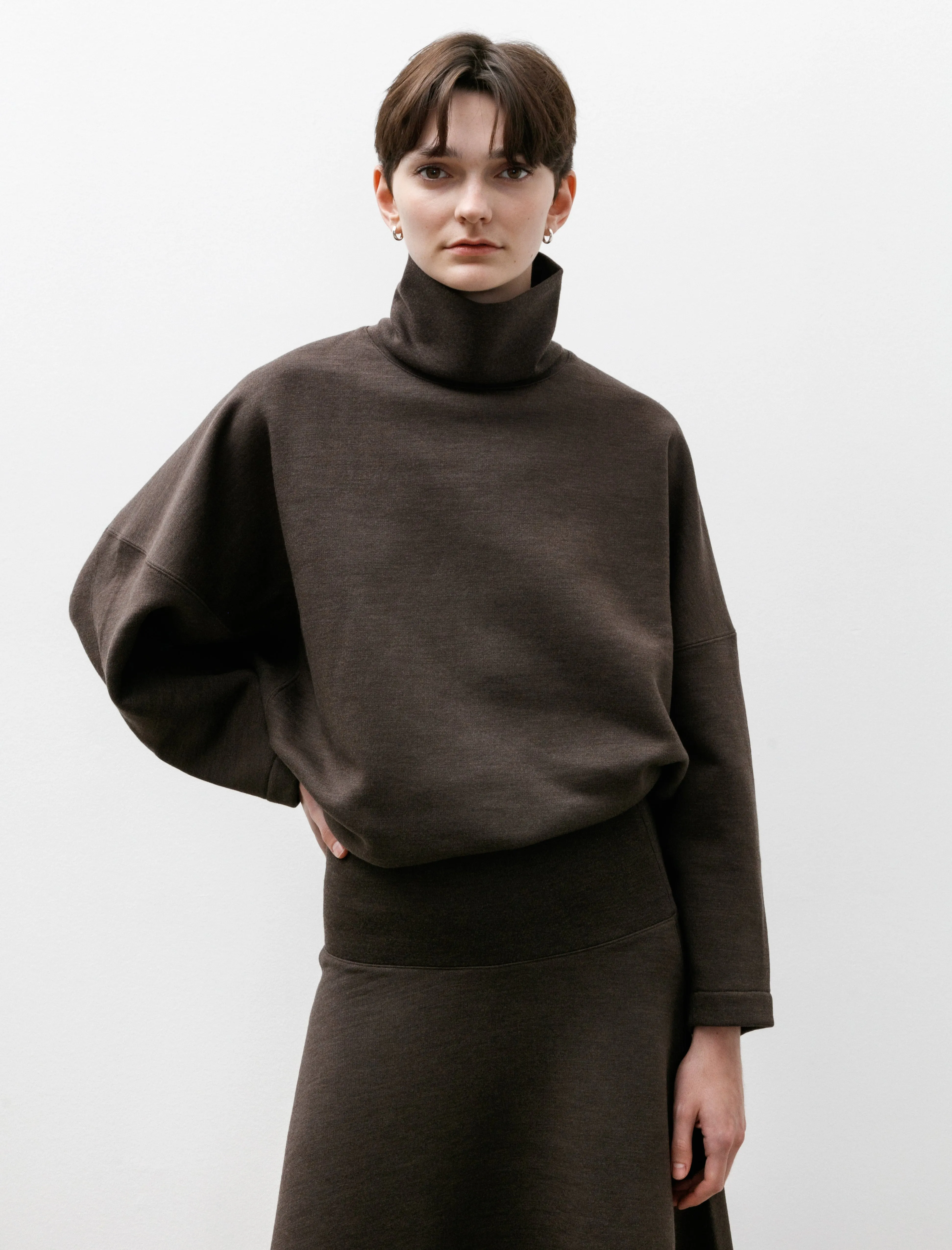 High Neck Sweatshirt Dark Brown Mélange sold by SHOP NEIGHBOR
