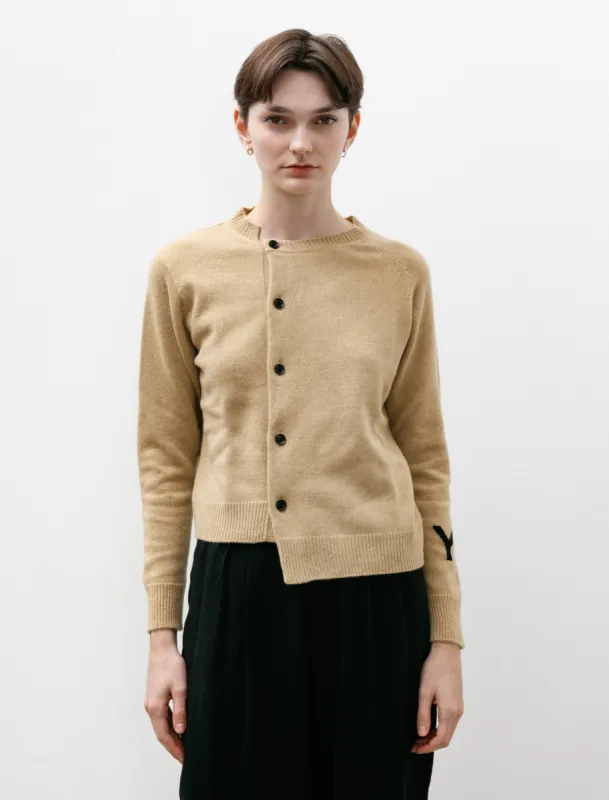 Asymmetry Y's Cardigan Beige made by SHOP NEIGHBOR
