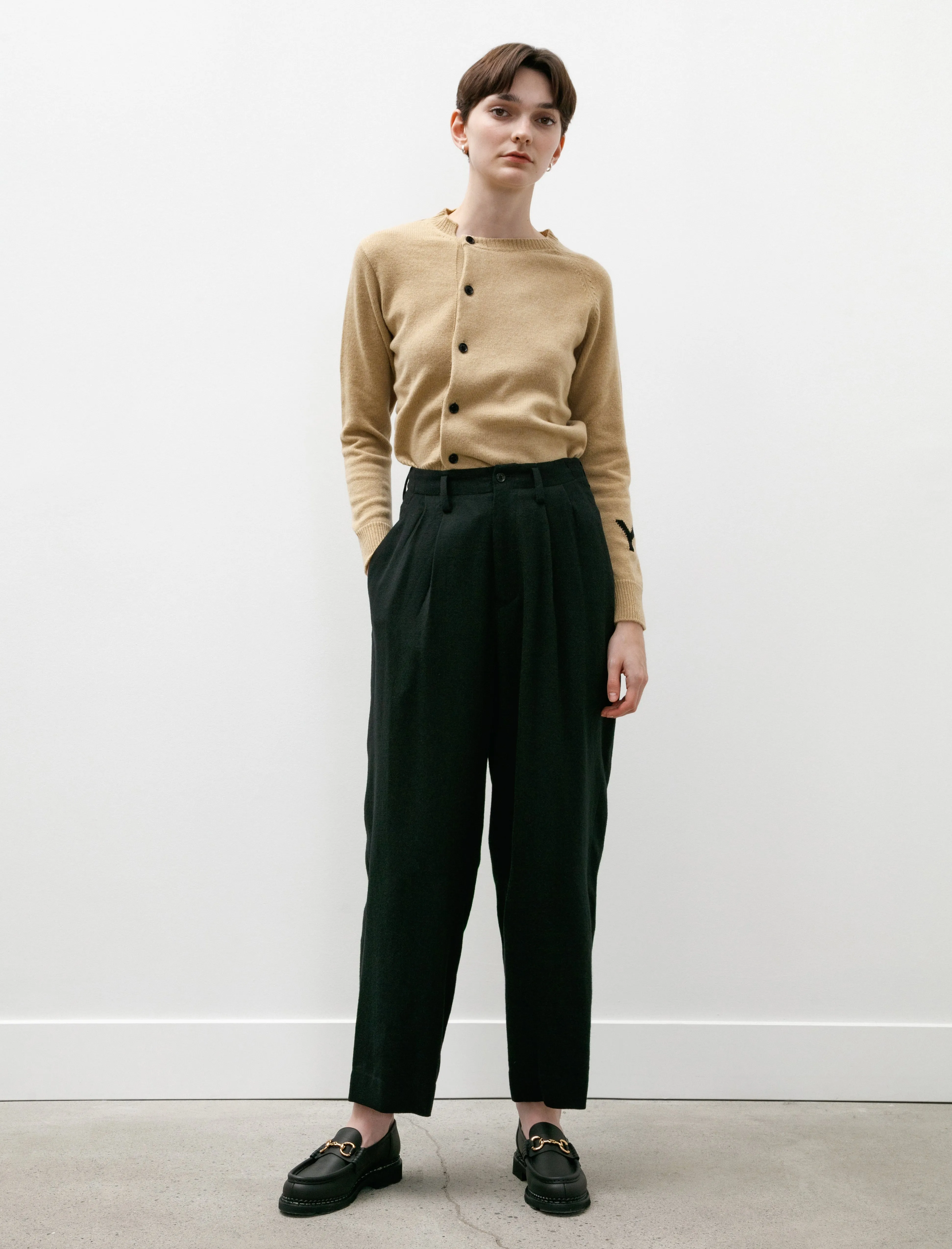 Double Tuck Wide Pants Black sold by SHOP NEIGHBOR