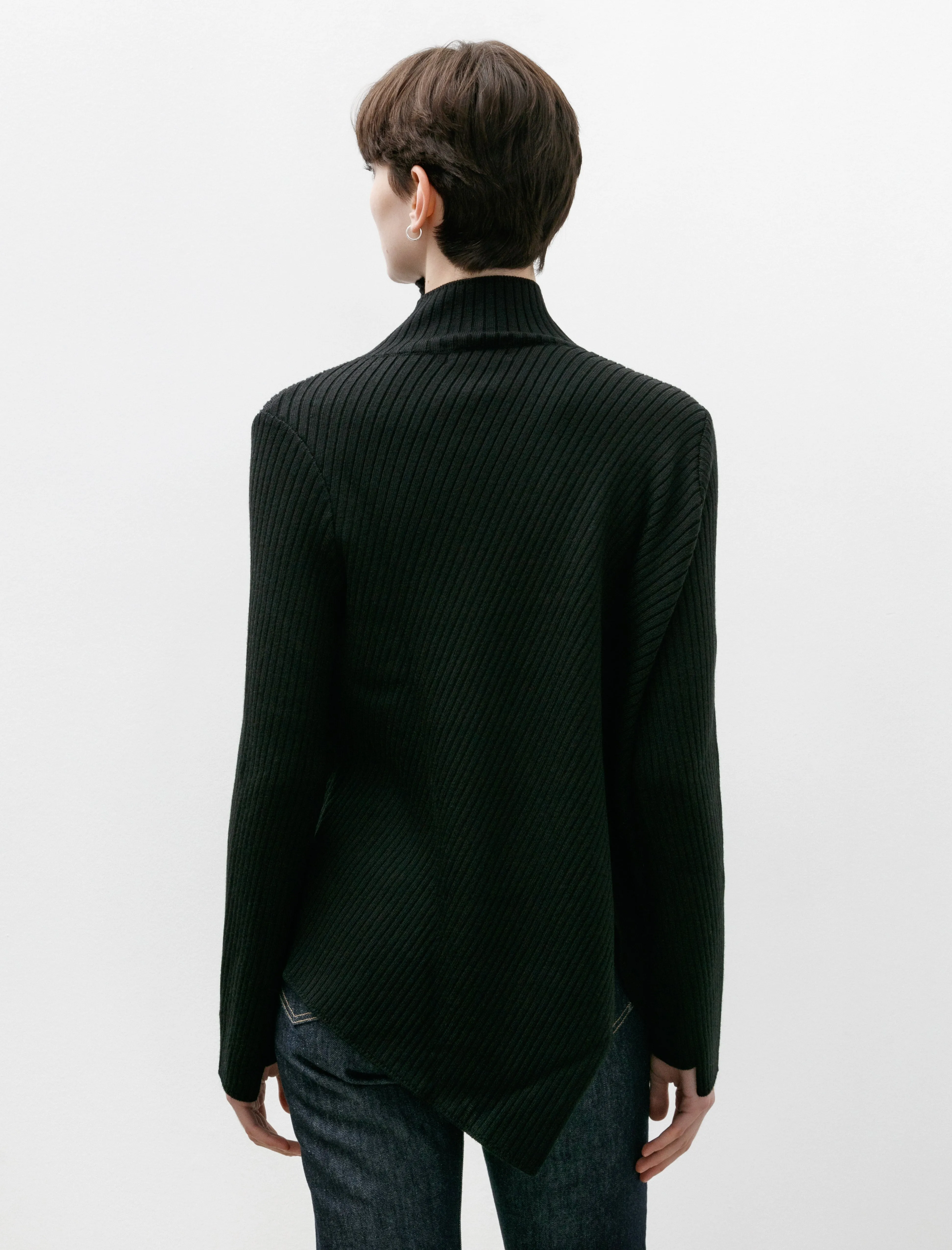 Asymmetrical Rib Knit Mockneck Black sold by SHOP NEIGHBOR product image thumbnail 5