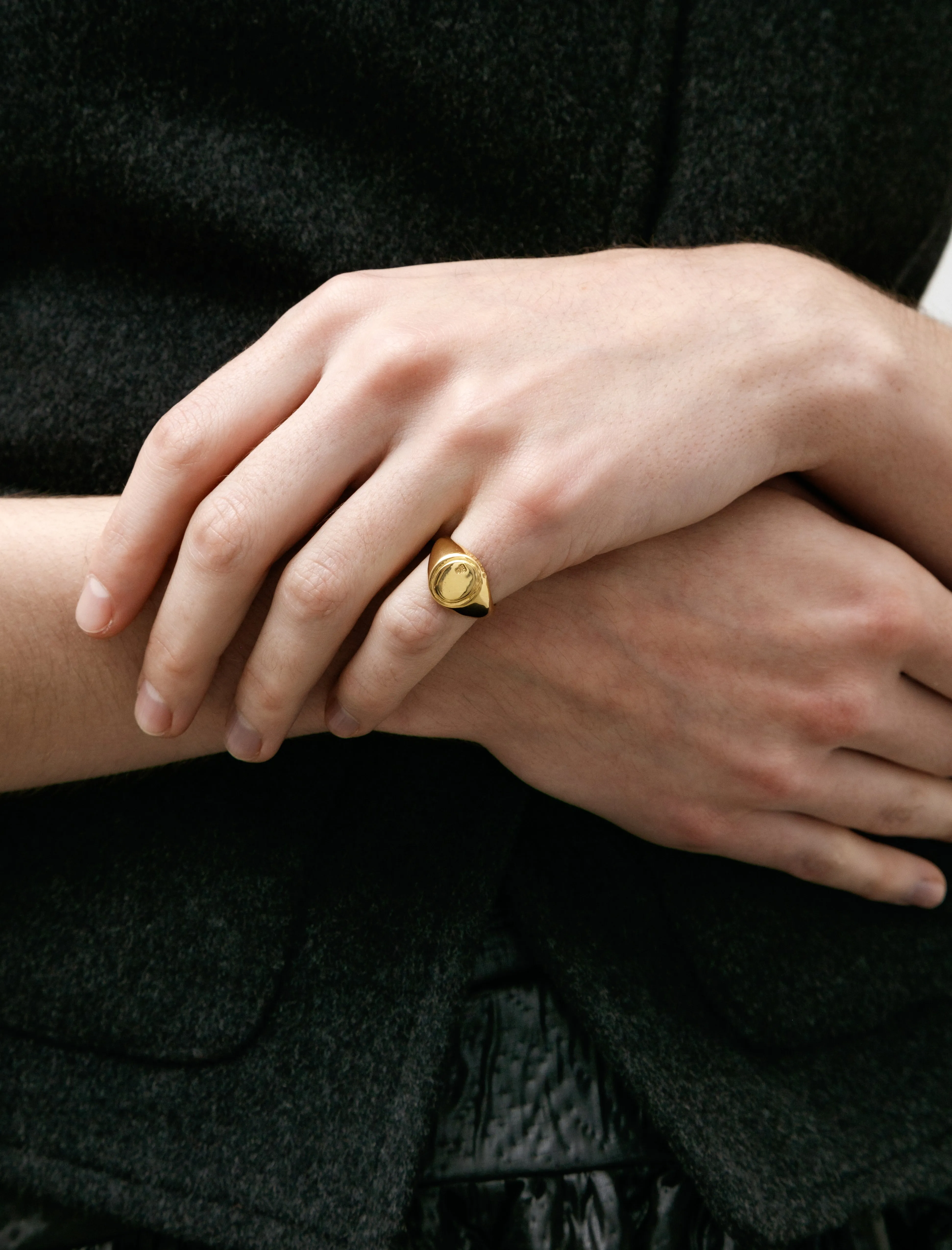 Mini Oval Signet Ring Yellow Gold sold by SHOP NEIGHBOR