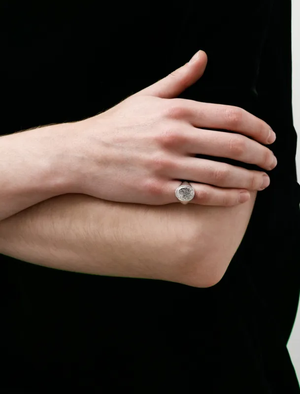 Oval Signet Ring W Hammered Silver sold by SHOP NEIGHBOR