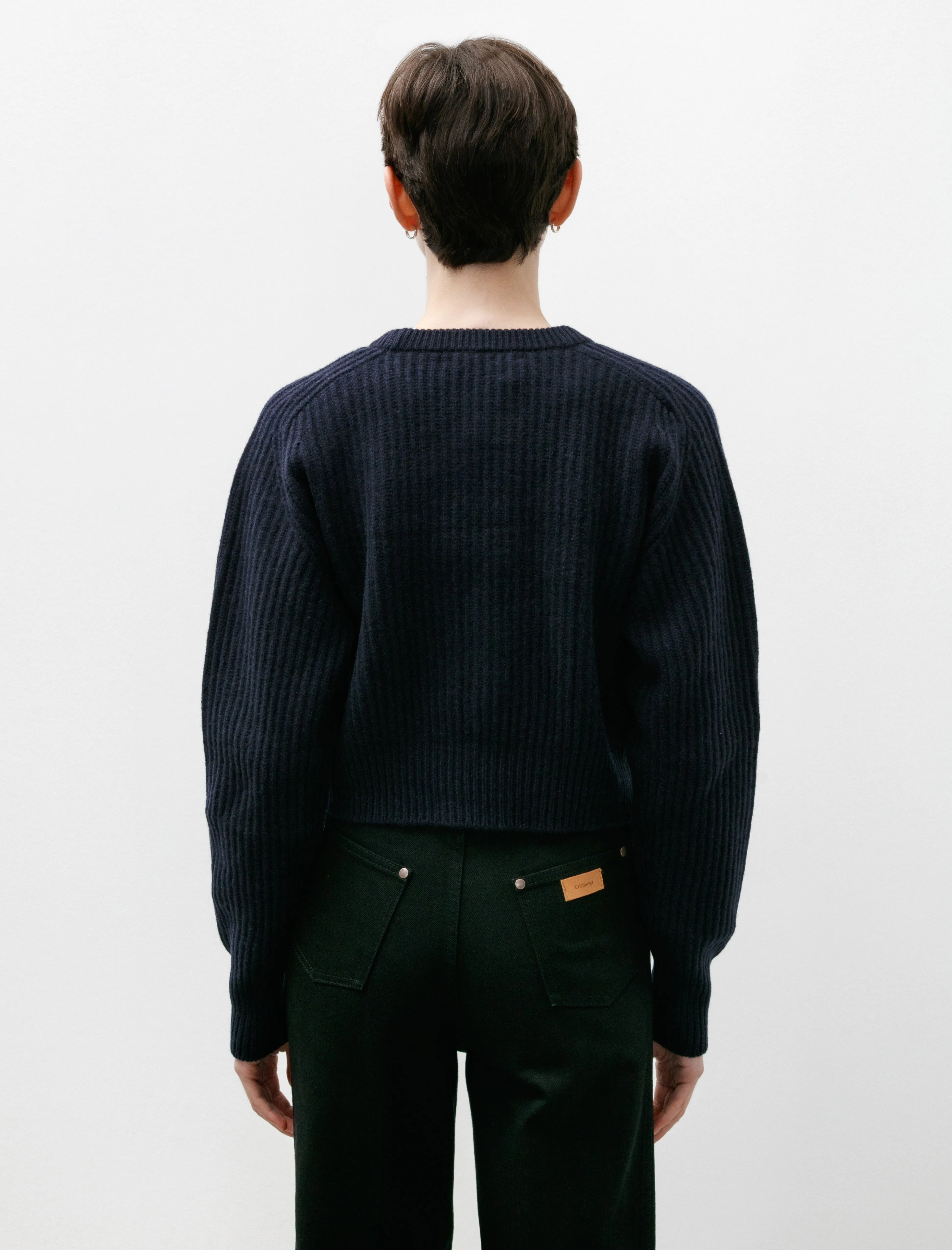 Cashmere Wool Maxi Ribbed Raglan Cropped Knit Navy sold by SHOP NEIGHBOR product image thumbnail 4