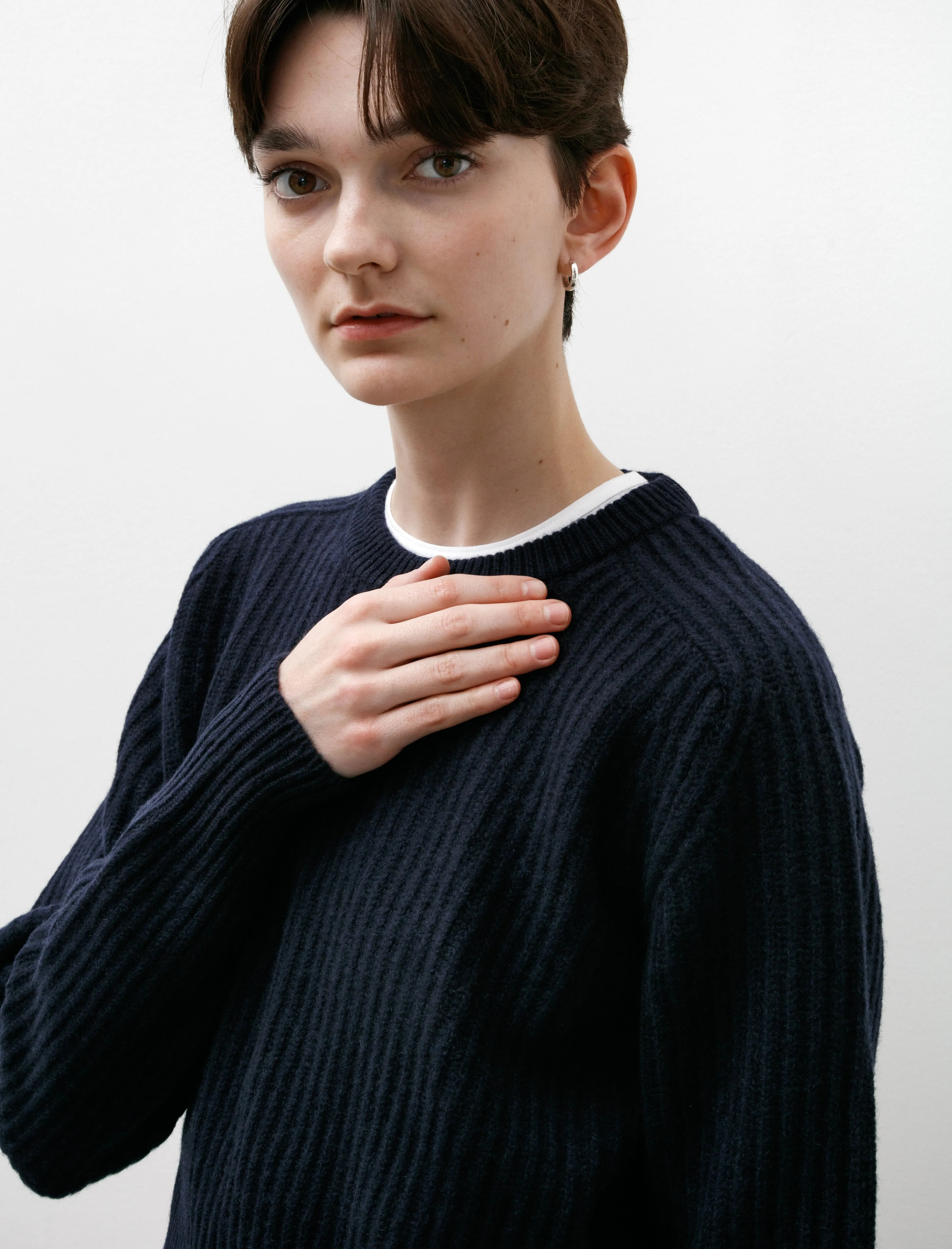 Cashmere Wool Maxi Ribbed Raglan Cropped Knit Navy sold by SHOP NEIGHBOR product image thumbnail 3
