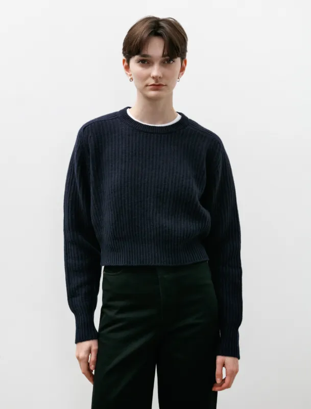 Cashmere Wool Maxi Ribbed Raglan Cropped Knit Navy sold by SHOP NEIGHBOR