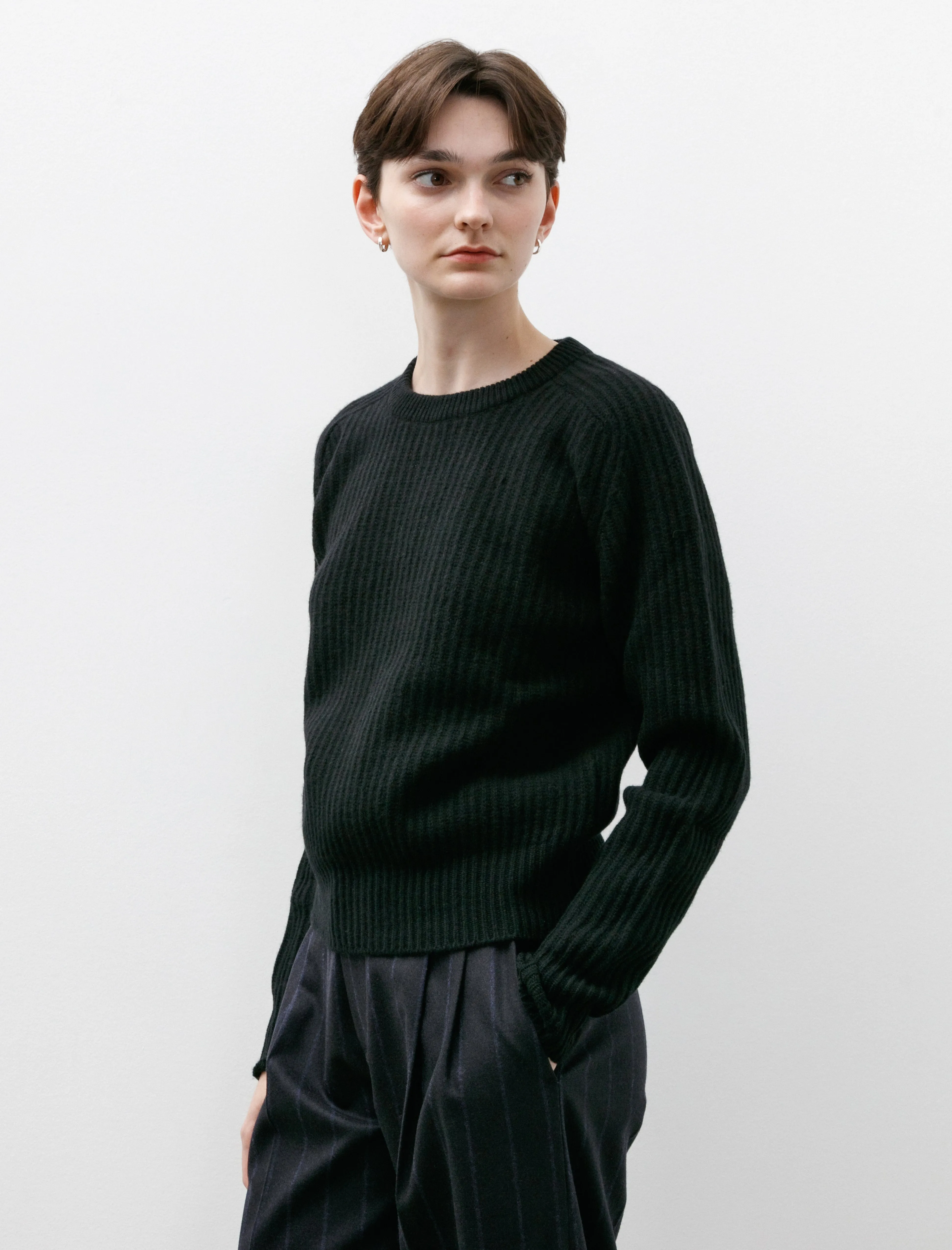 Cashmere Wool Maxi Ribbed Raglan Knit Black sold by SHOP NEIGHBOR