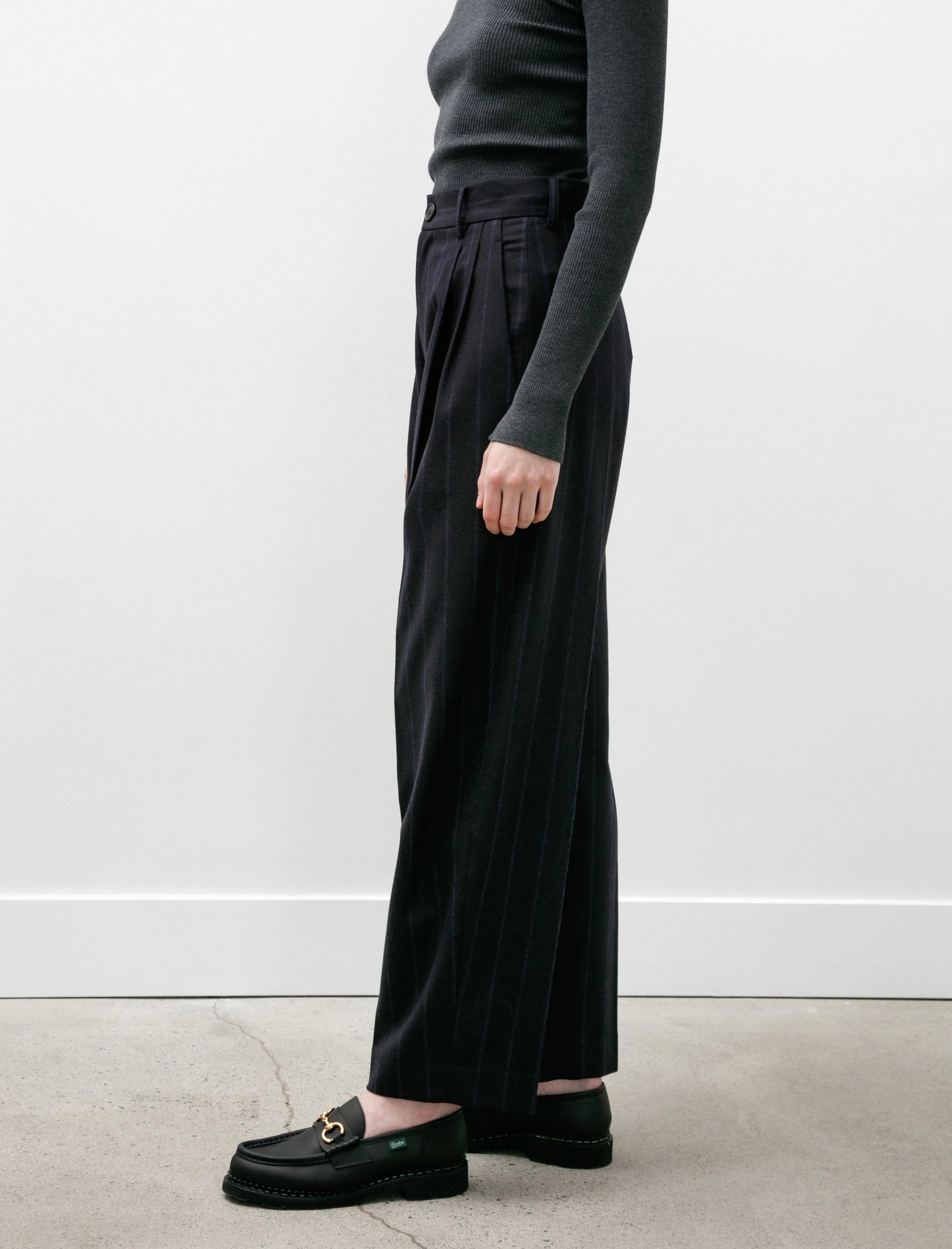 Double Pleated Trousers Navy Pinstripe sold by SHOP NEIGHBOR product image thumbnail 3