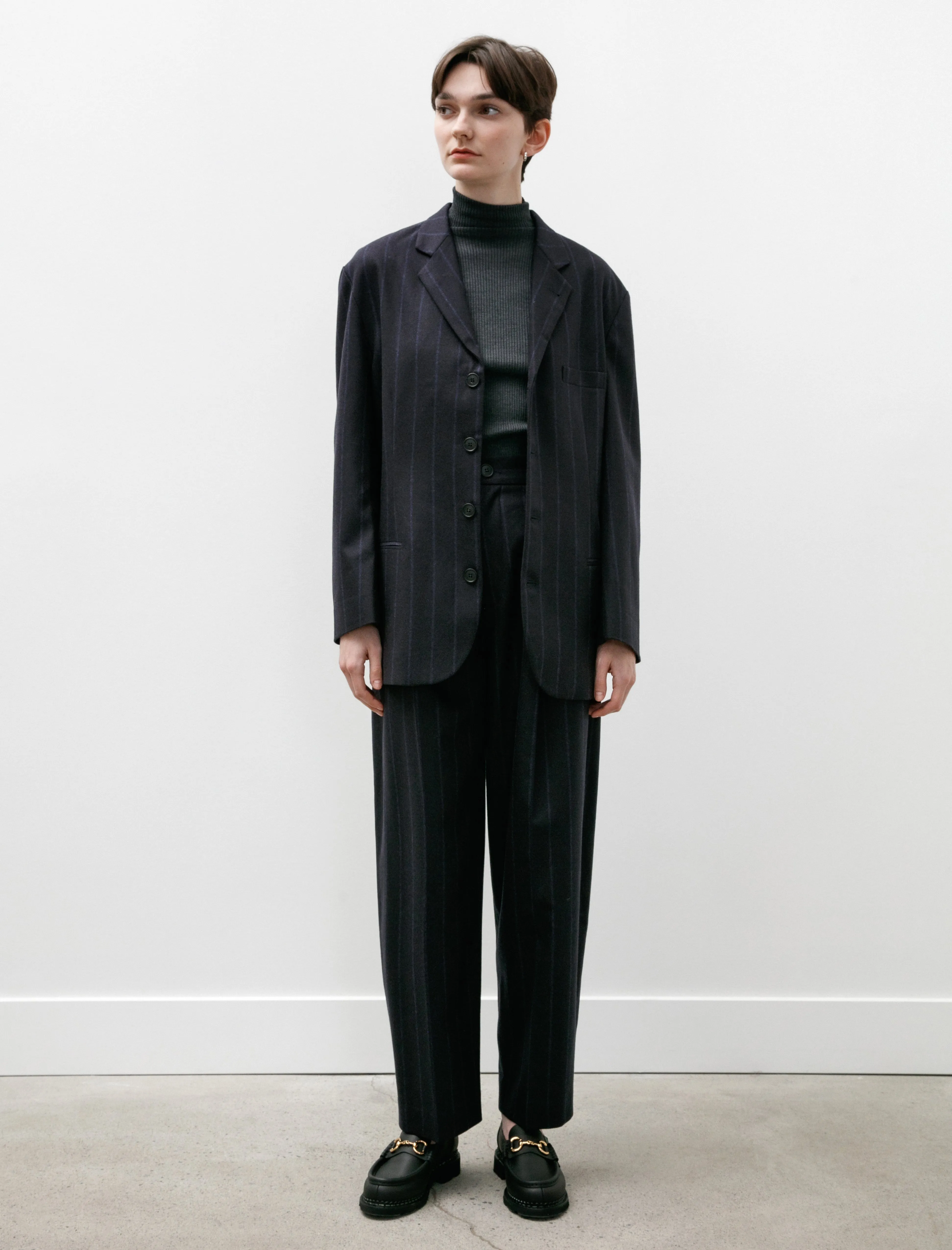 Double Pleated Trousers Navy Pinstripe sold by SHOP NEIGHBOR product image thumbnail 5