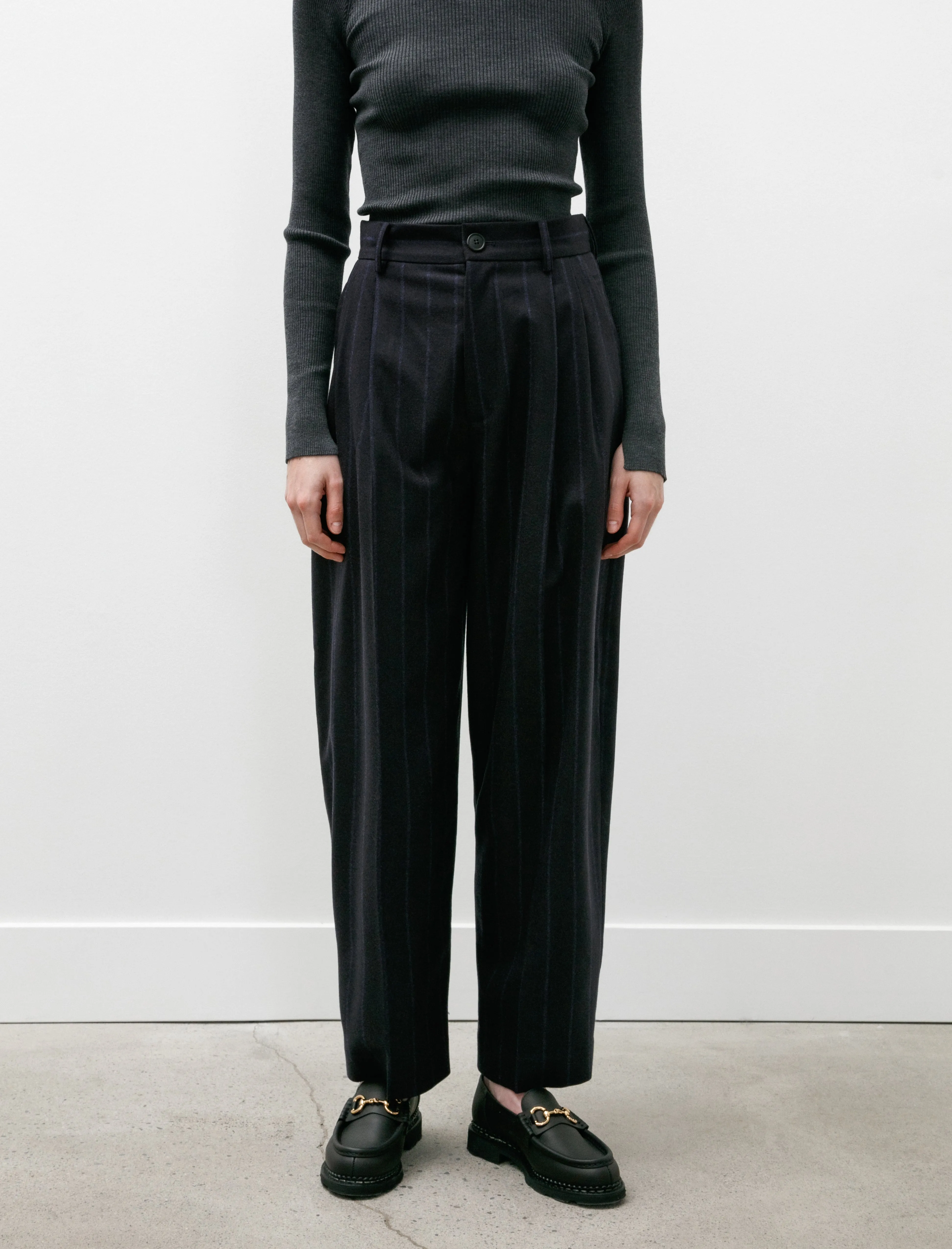 Double Pleated Trousers Navy Pinstripe sold by SHOP NEIGHBOR product image thumbnail 2