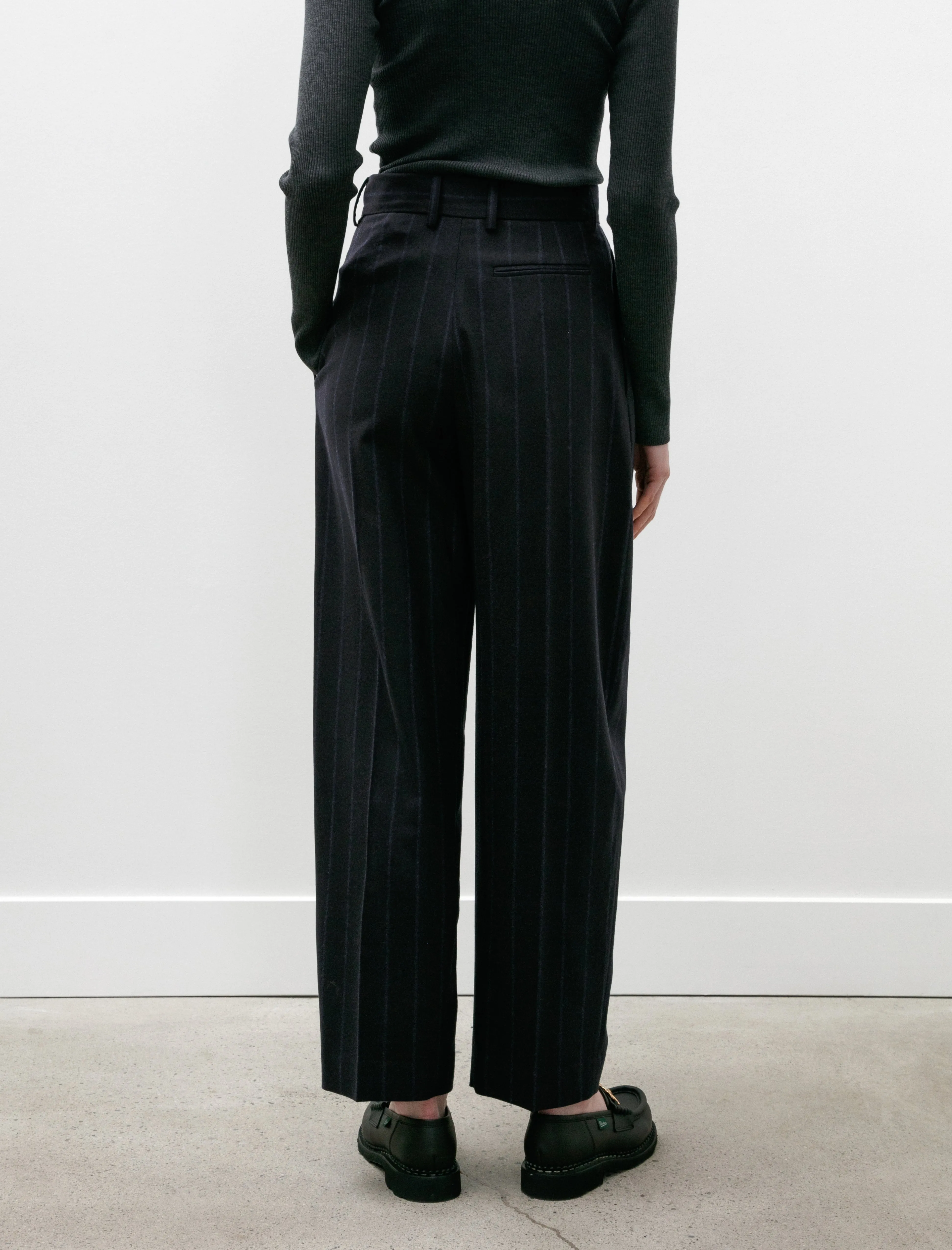 Double Pleated Trousers Navy Pinstripe sold by SHOP NEIGHBOR product image thumbnail 4