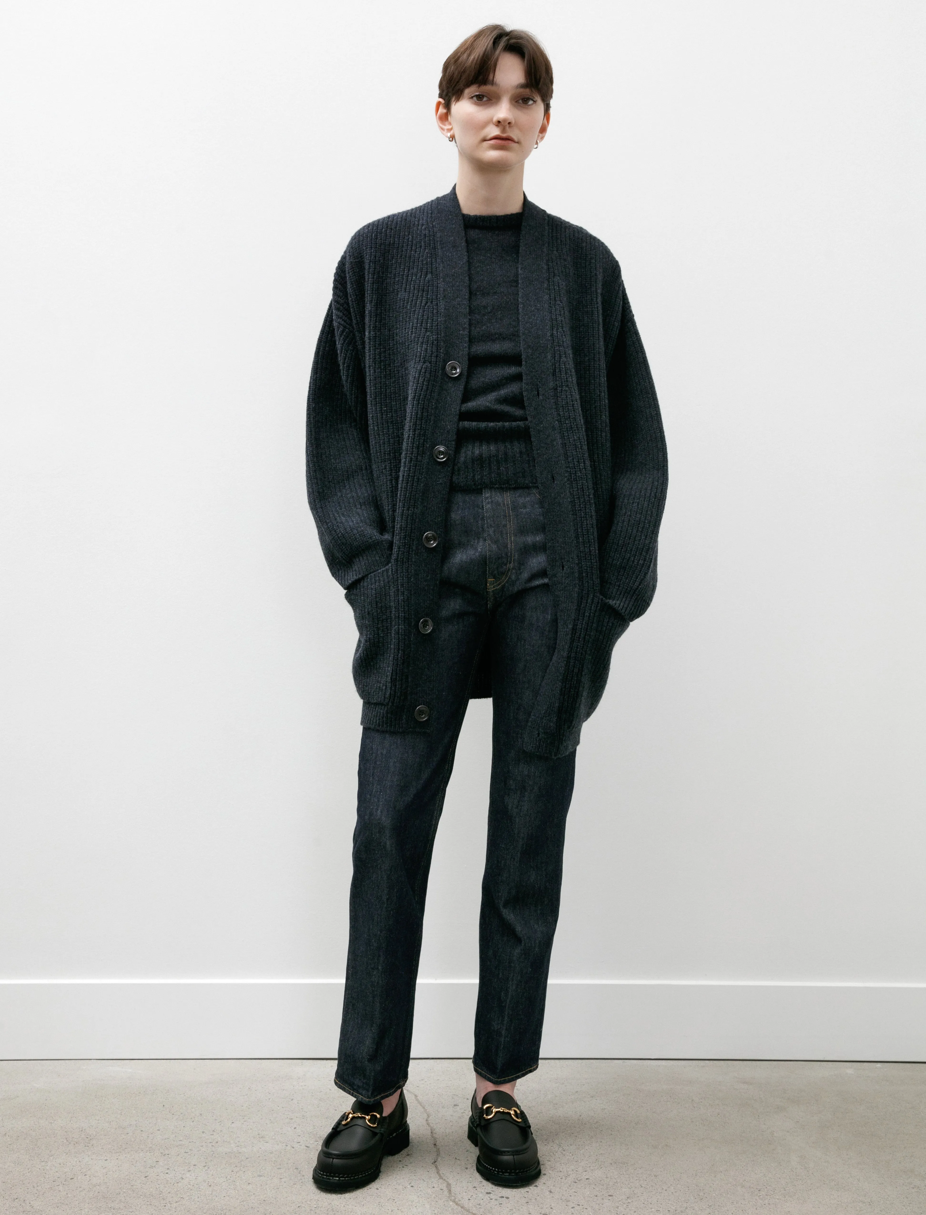 Felted Cardi Coat W Midnight Navy Melange sold by SHOP NEIGHBOR