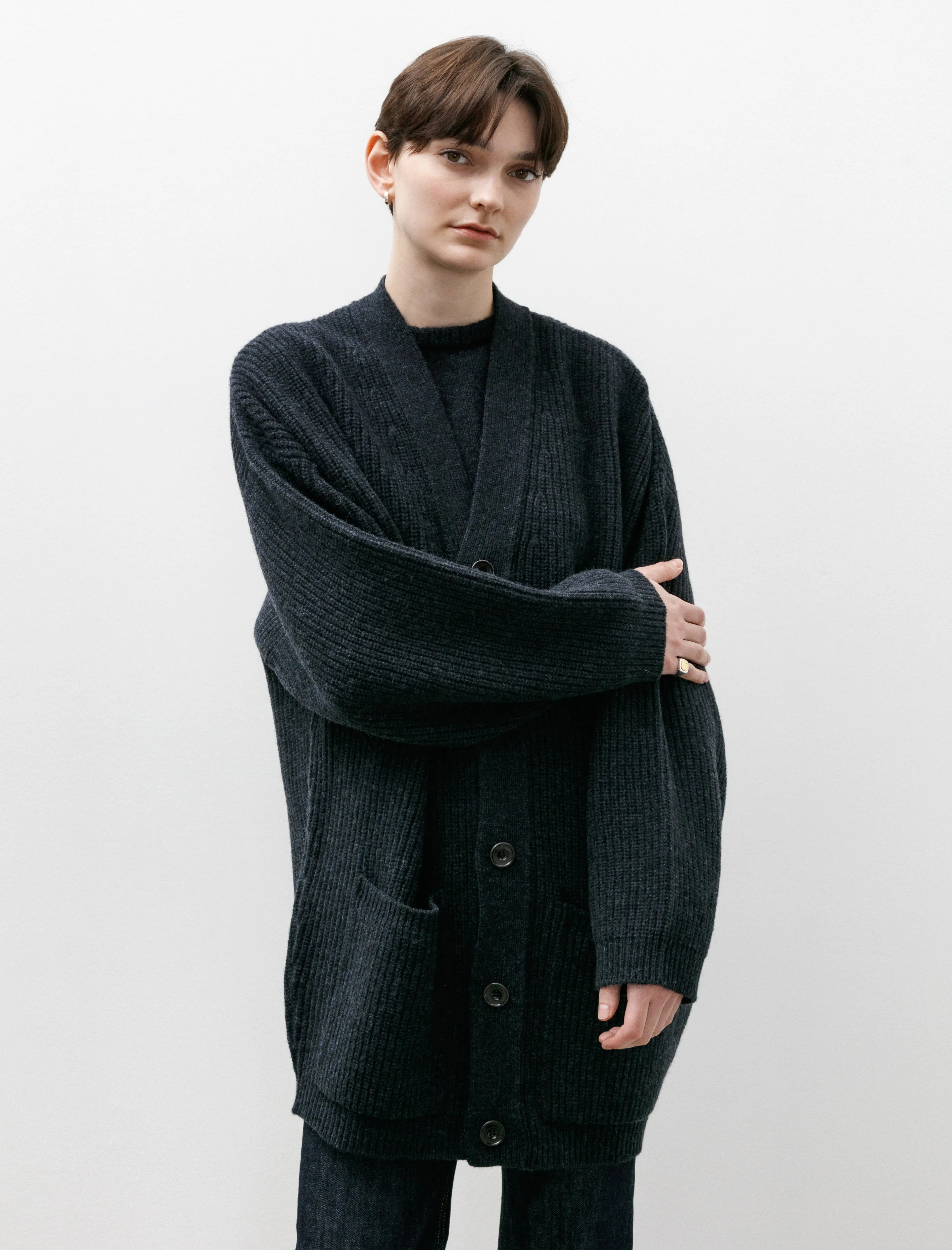 Felted Cardi Coat W Midnight Navy Melange sold by SHOP NEIGHBOR product image thumbnail 3