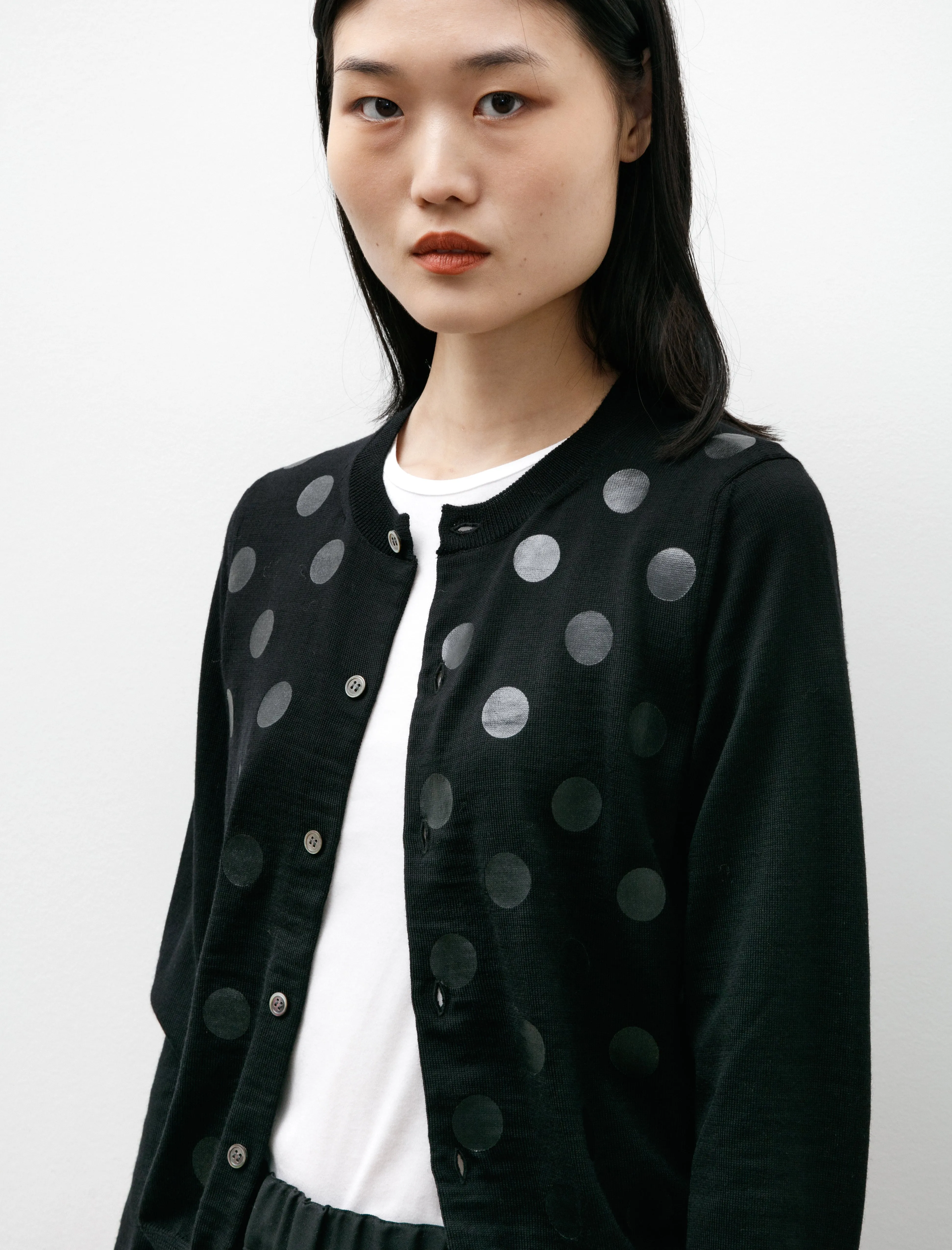 Laminated Dot Cardigan Black sold by SHOP NEIGHBOR product image thumbnail 2