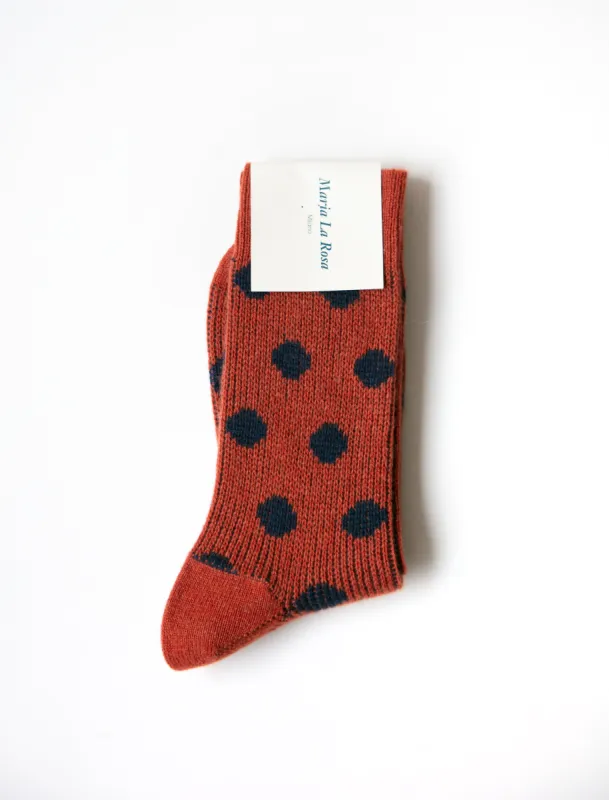 Cashmere Polka Dot Socks Rust made by SHOP NEIGHBOR