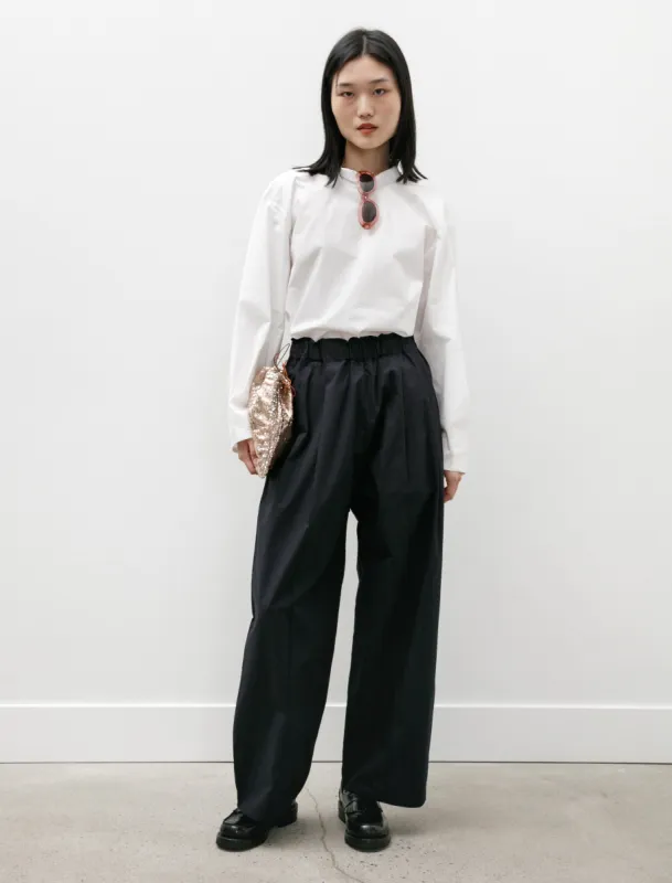 Luce Trousers Pintuck Navy Poplin sold by SHOP NEIGHBOR