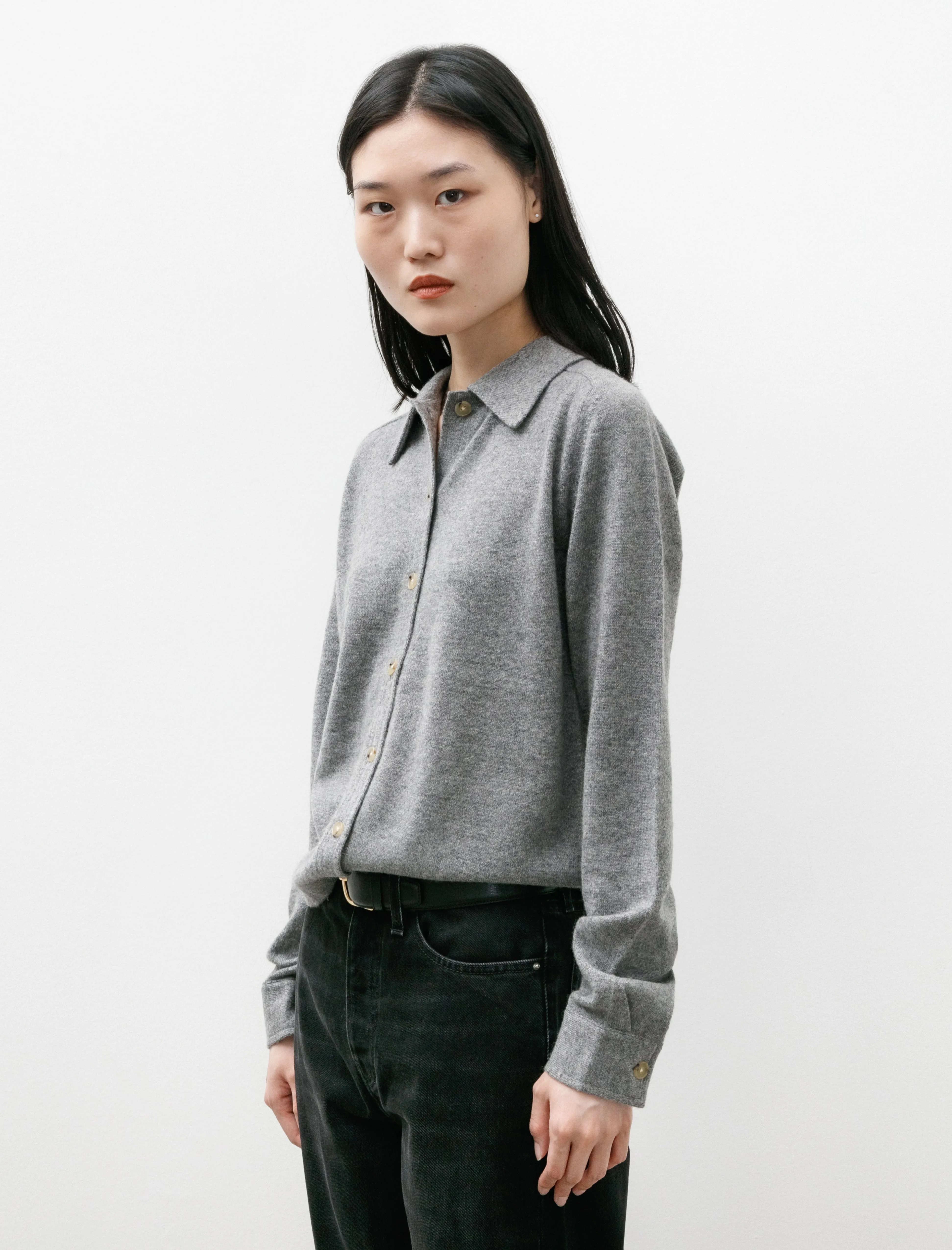 Raglan Sleeve Cashmere Shirt Grey Mélange sold by SHOP NEIGHBOR product image thumbnail 4