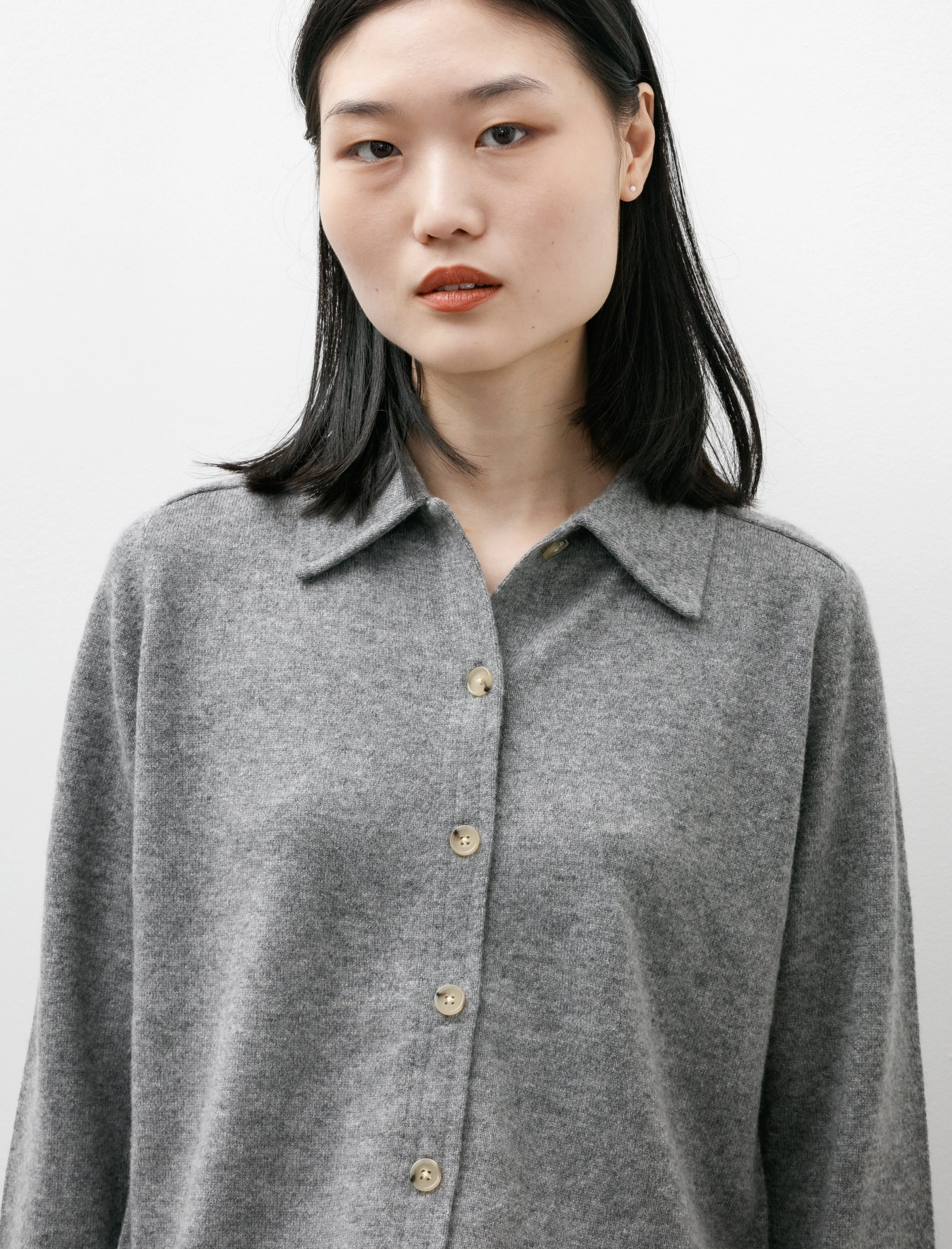 Raglan Sleeve Cashmere Shirt Grey Mélange sold by SHOP NEIGHBOR product image thumbnail 3