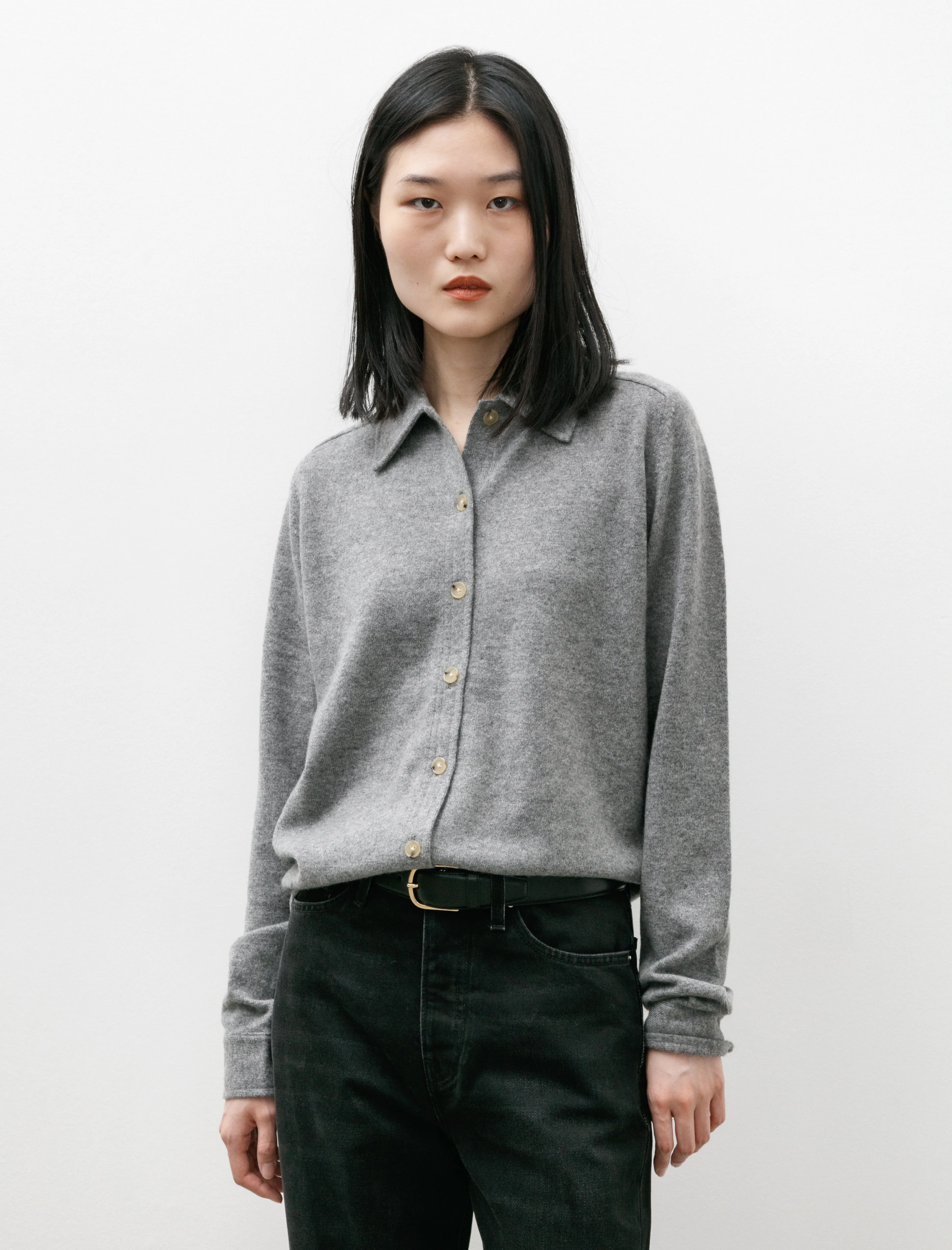Raglan Sleeve Cashmere Shirt Grey Mélange sold by SHOP NEIGHBOR product image thumbnail 2