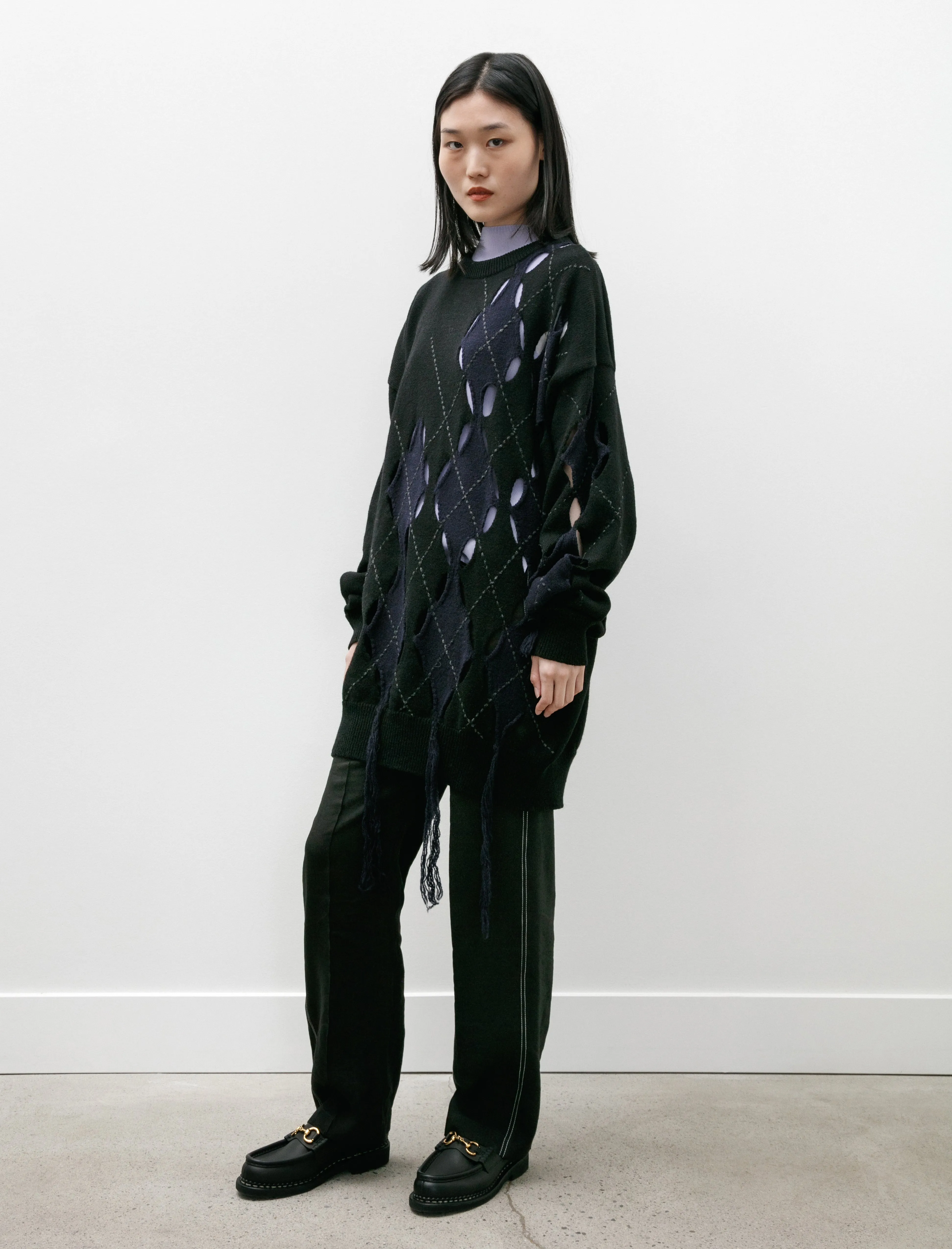 Irregular Argyle Oversized Knit Black sold by SHOP NEIGHBOR product image thumbnail 4