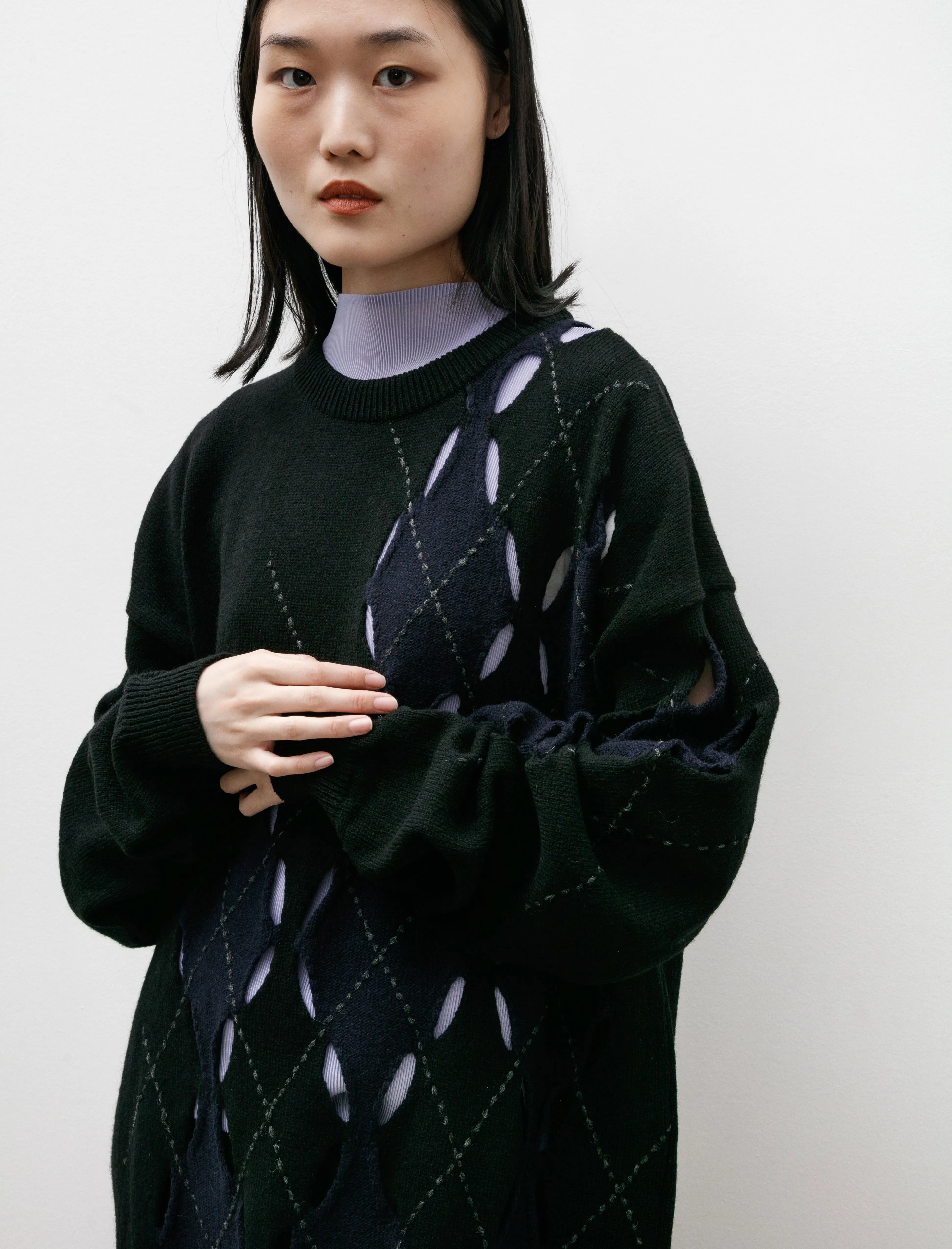 Irregular Argyle Oversized Knit Black sold by SHOP NEIGHBOR product image thumbnail 2