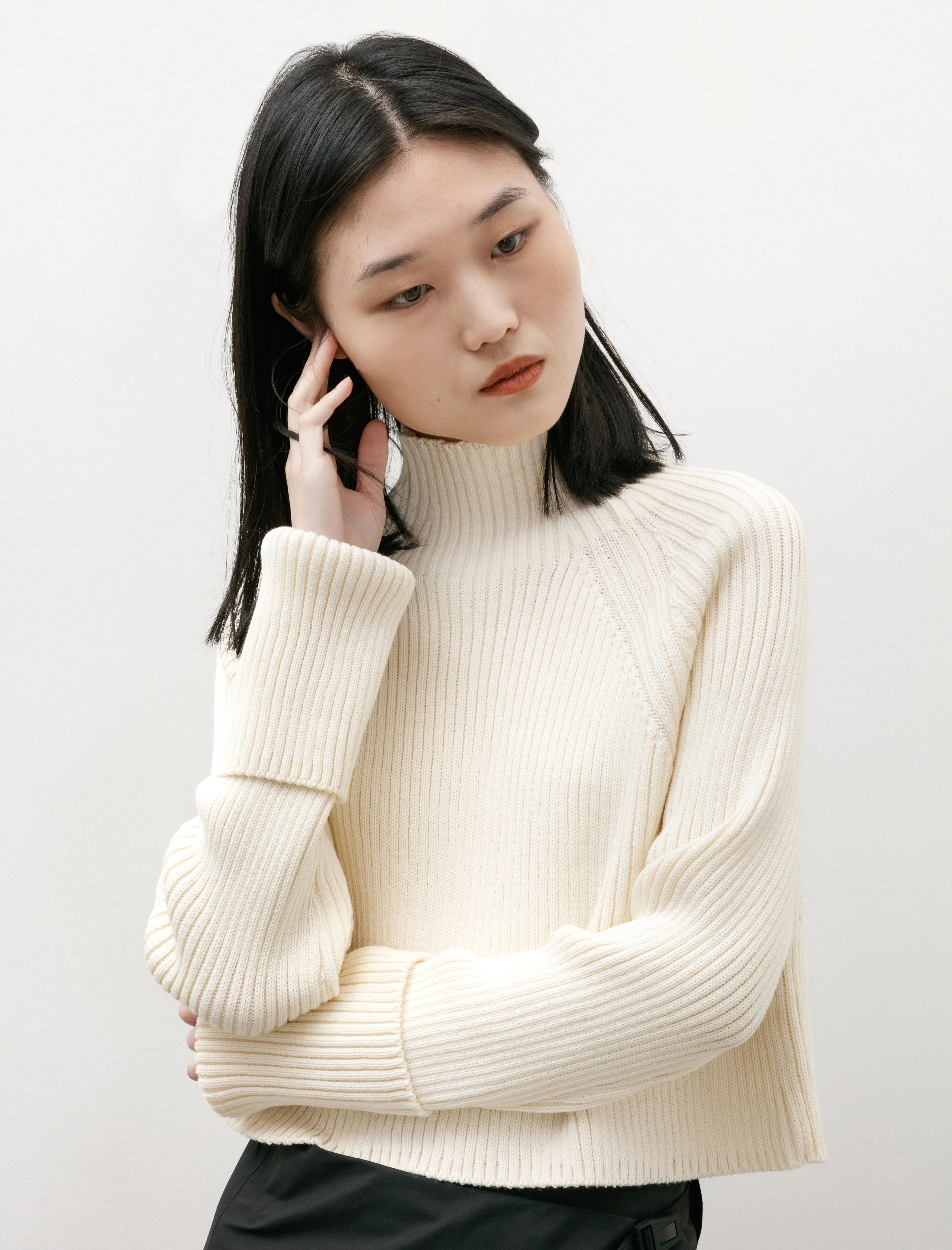 Wool Cotton Tight Round Neck Knit Off White sold by SHOP NEIGHBOR product image thumbnail 2