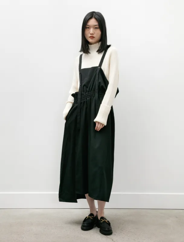 Gabardine Gathered Suspender Dress Black made by SHOP NEIGHBOR