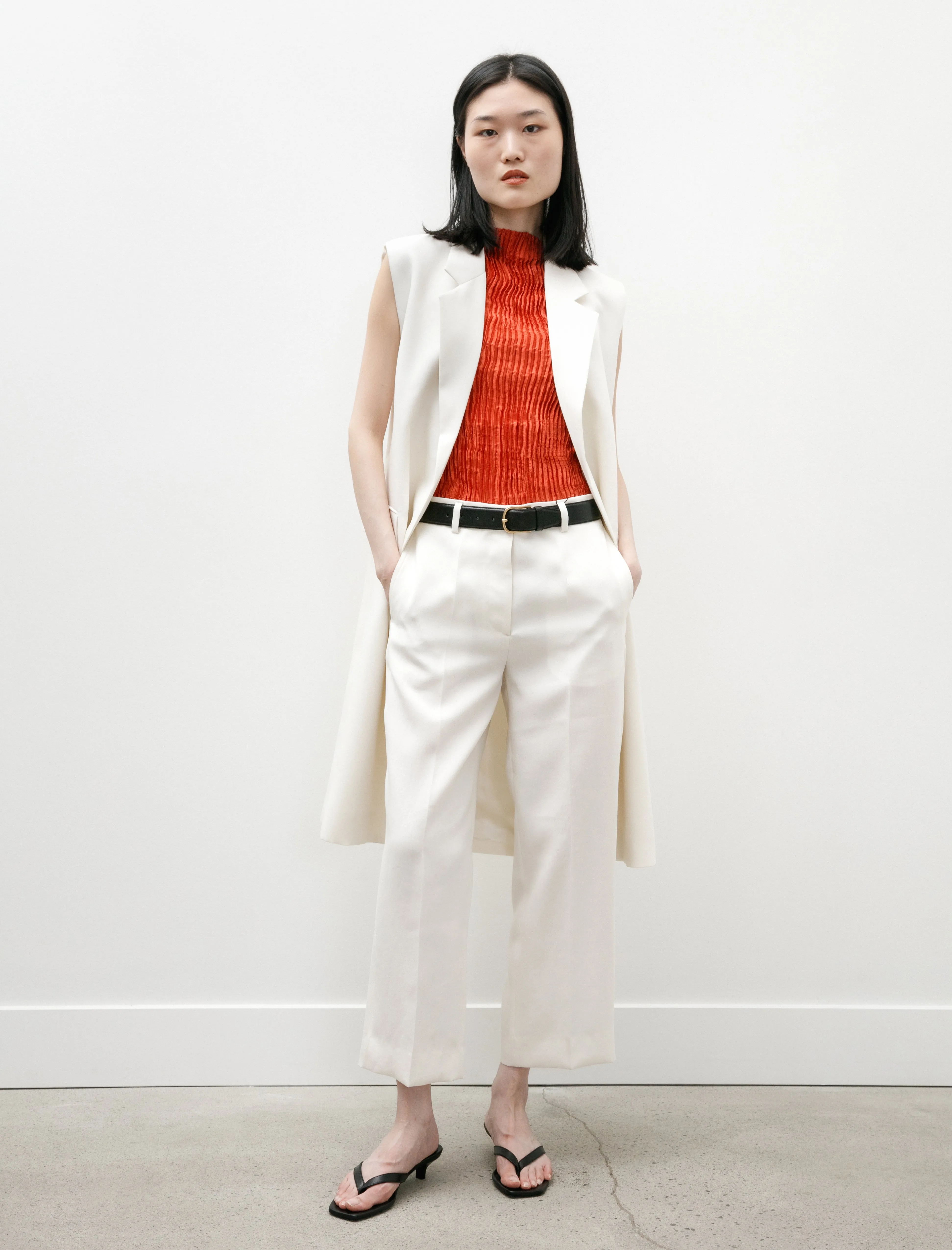 Sleeveless Grain de Poudre Coat Off White sold by SHOP NEIGHBOR product image thumbnail 2