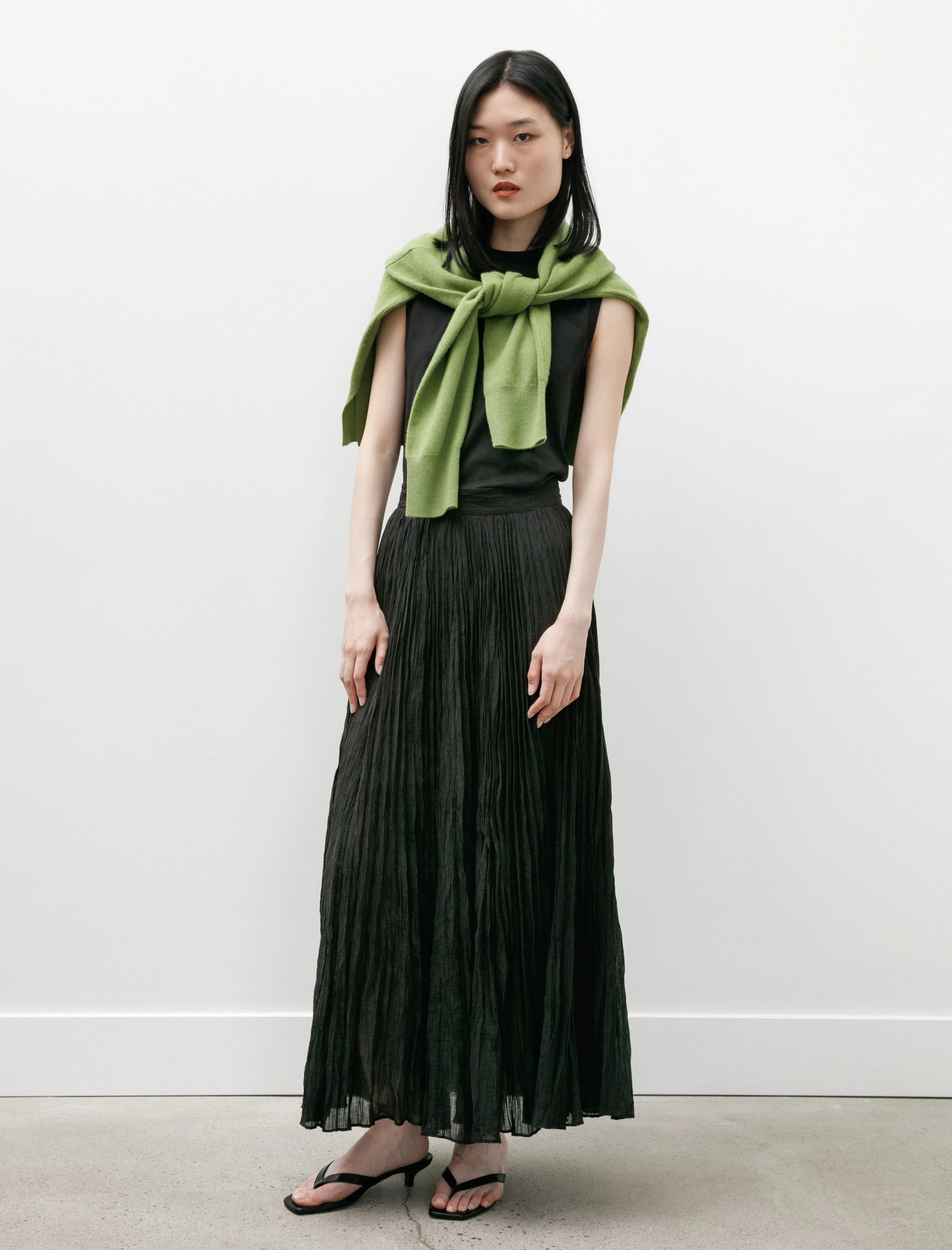 Crinkled Plissé Skirt Black sold by SHOP NEIGHBOR