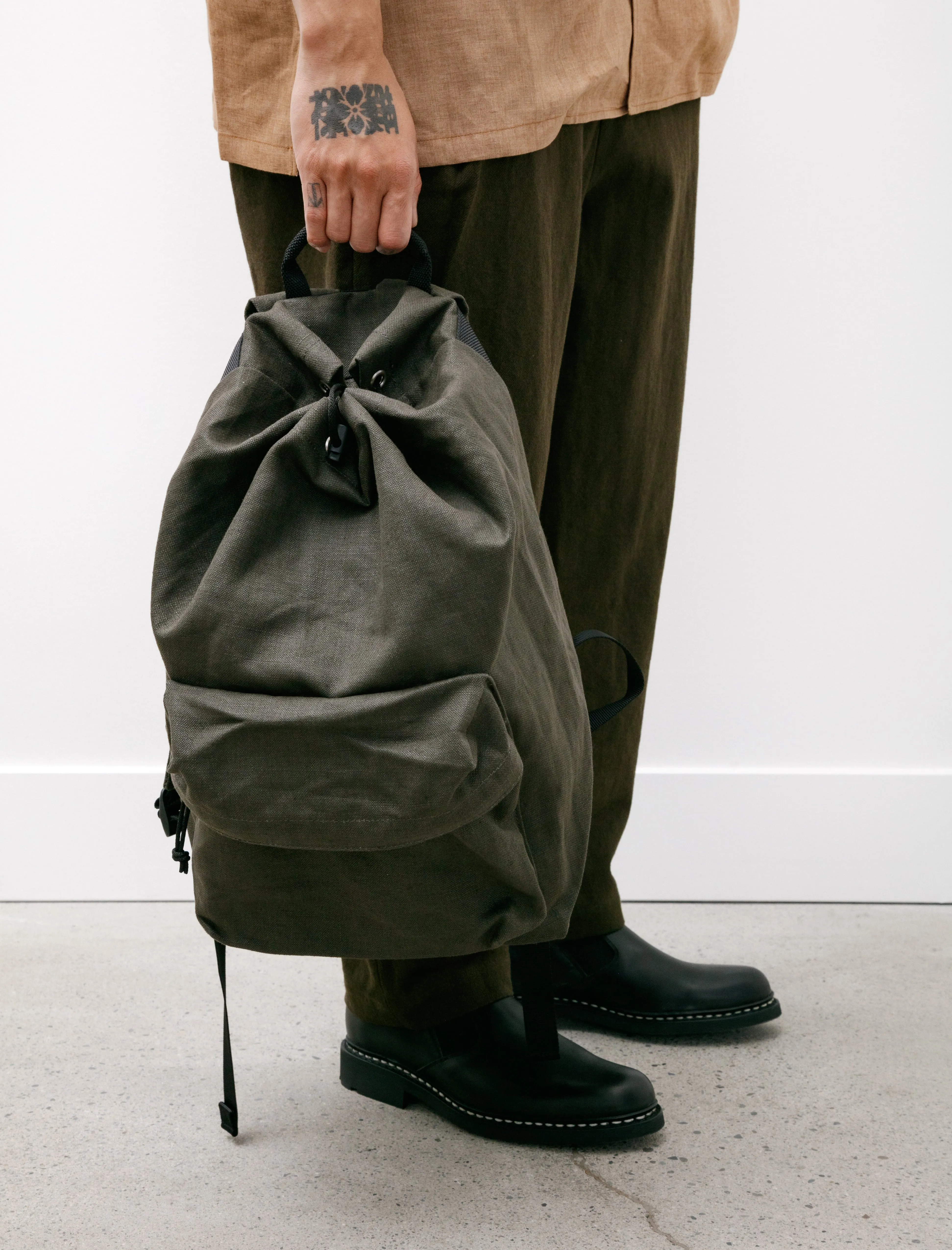 Linen Backpack DC Medium Khaki sold by SHOP NEIGHBOR product image thumbnail 3