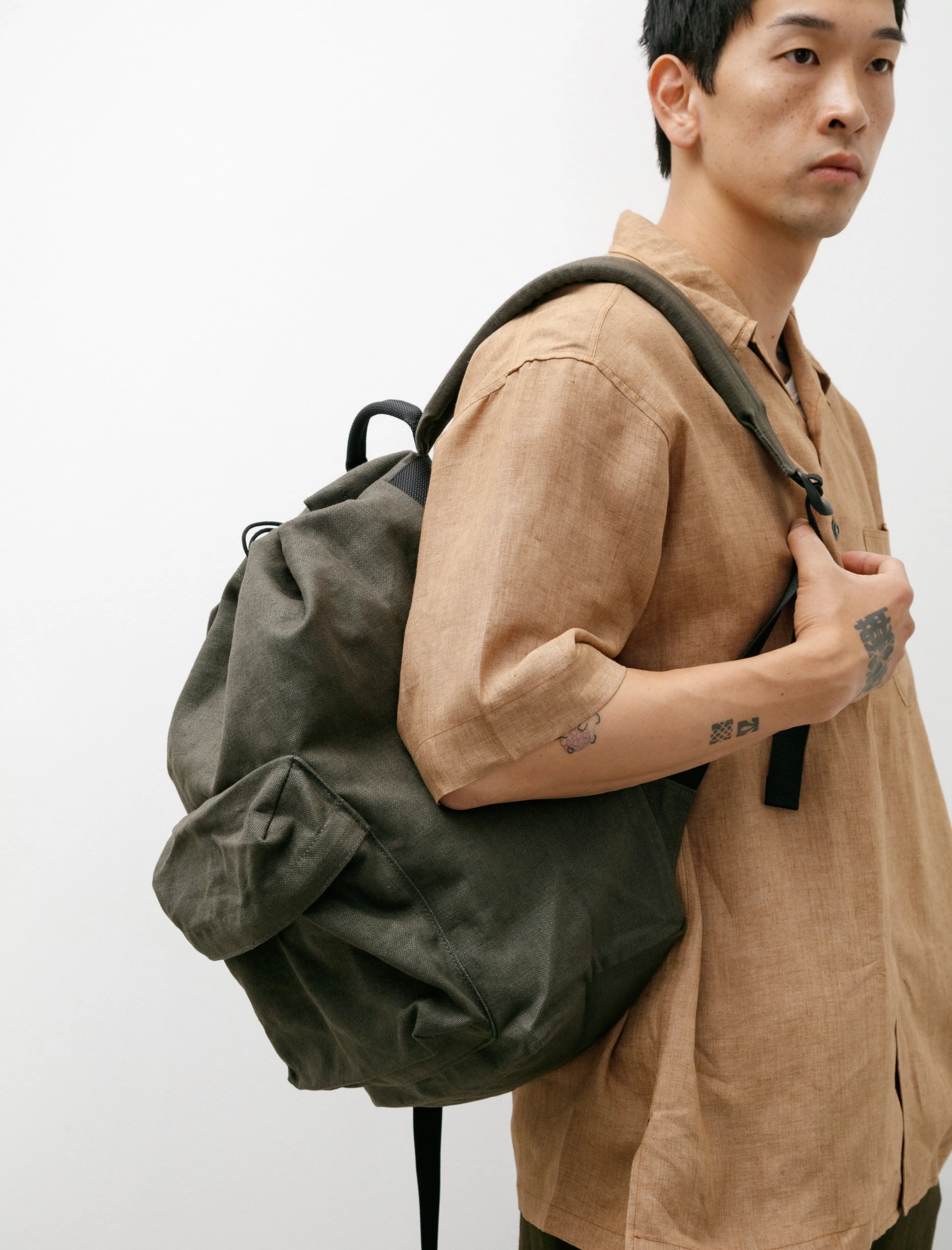 Linen Backpack DC Medium Khaki sold by SHOP NEIGHBOR product image thumbnail 2
