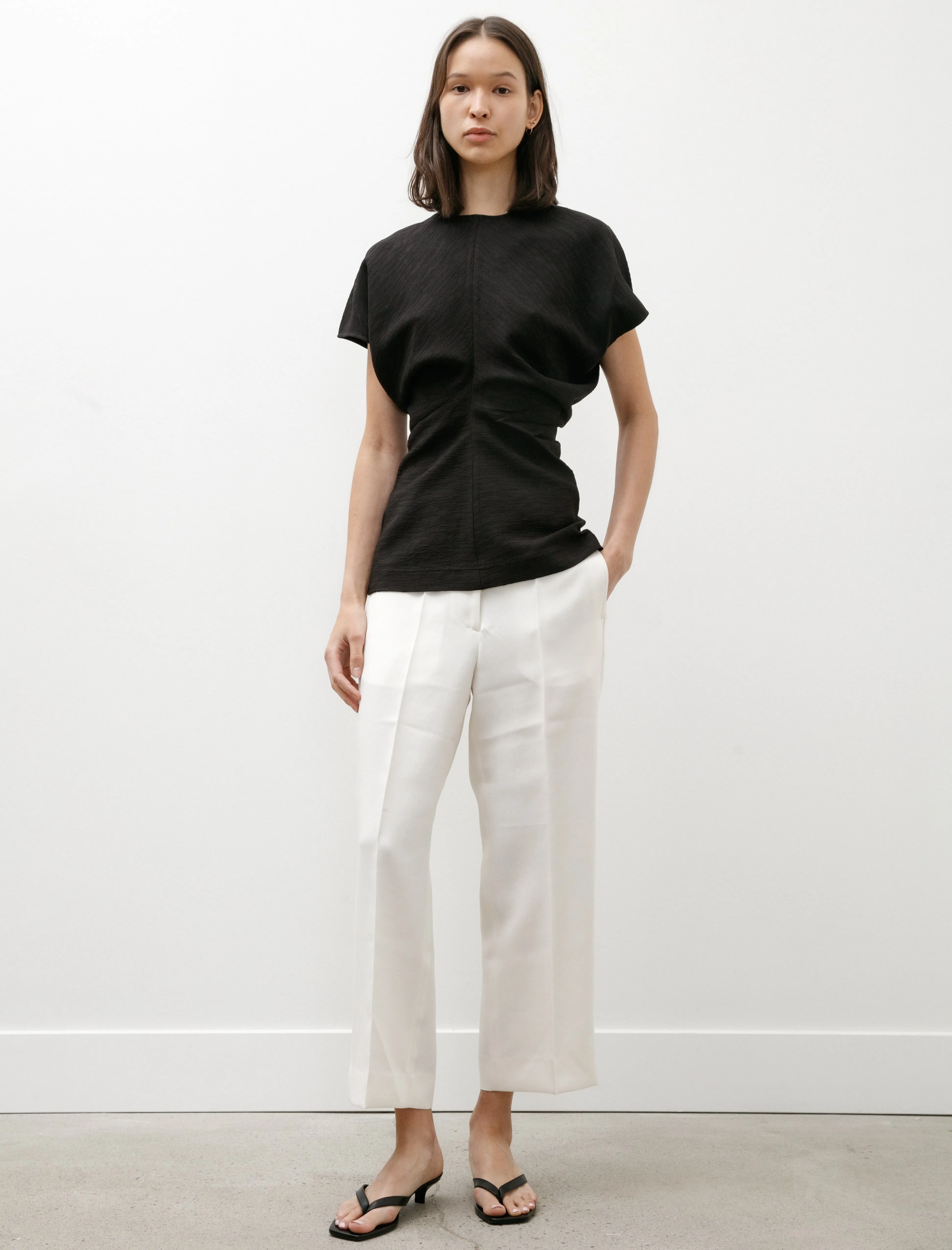 Straight Cropped Trousers Off White sold by SHOP NEIGHBOR